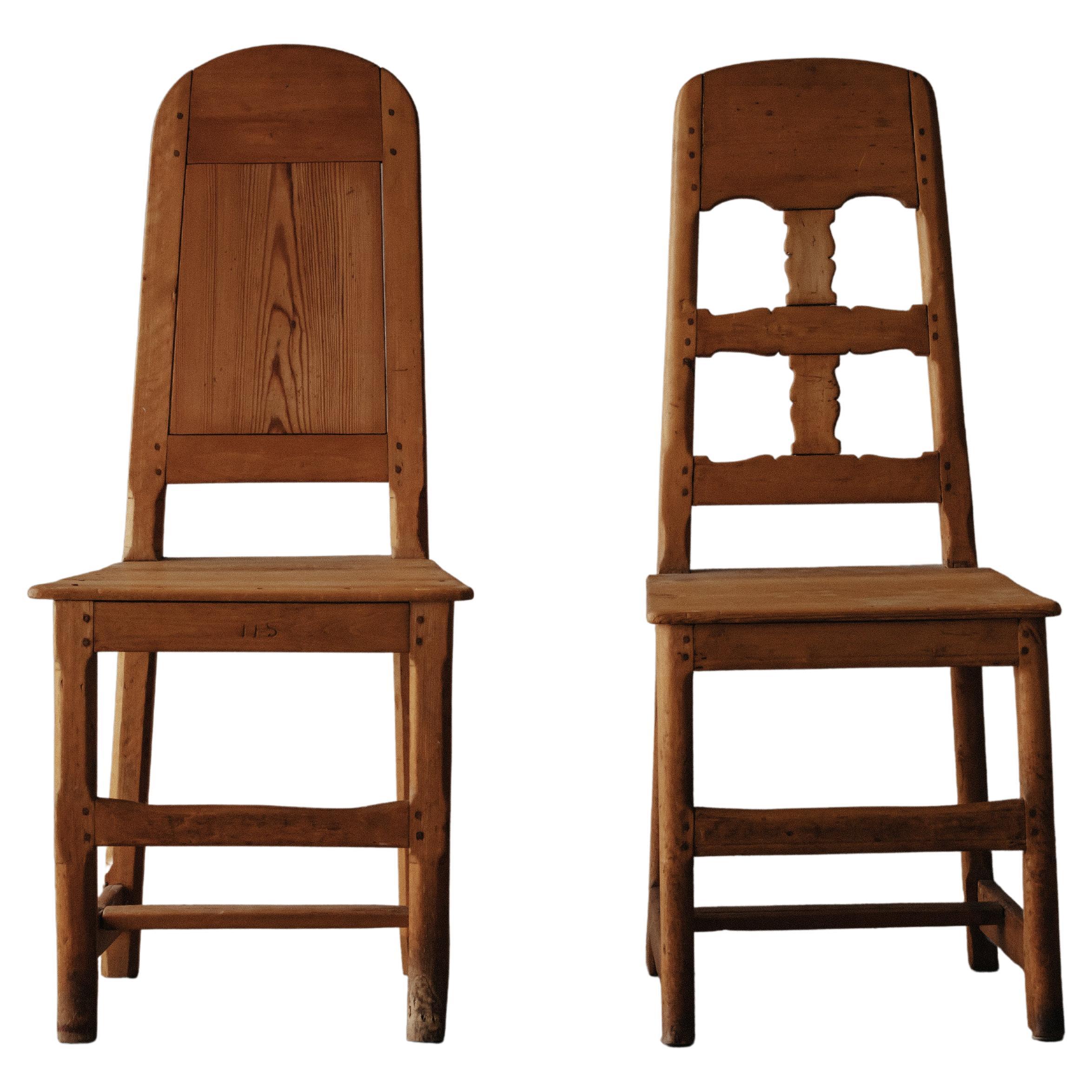 Early Set of Swedish Folk Chairs, Circa 1800 For Sale