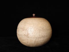 Early Seto Ware Mizusashi with Original Wooden Lid, Edo Period
