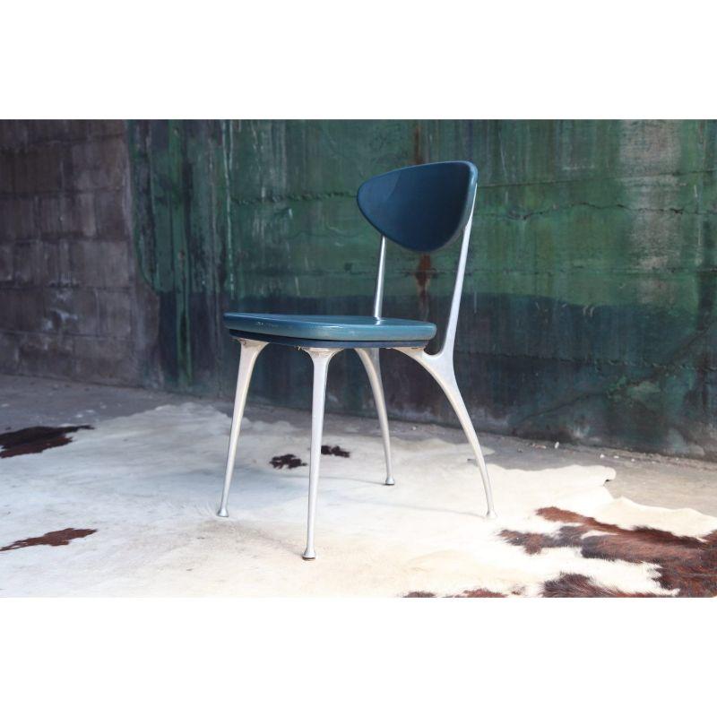Original 1940s early Gazelle chair in Blue hard plastic. Ergonomic design. This is for the 1 blue chair.
 
These delicate, sculptural chairs have fantastic indestructible Aluminum metal frames. The single blue chair is made of plastic resin over a