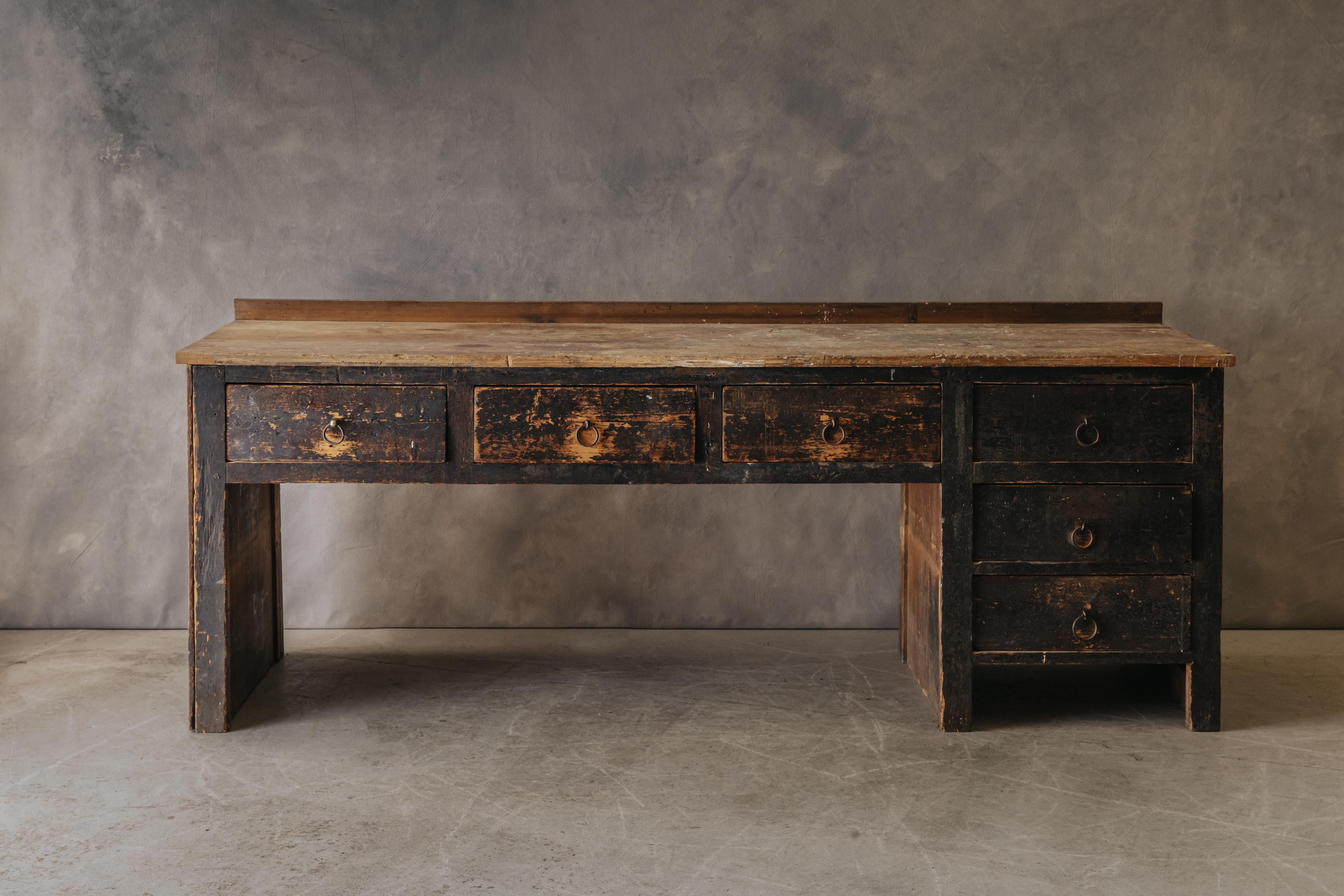 Early Shop Counter From France, Circa 1950.  Nice, primitive model with nice original black color and use.