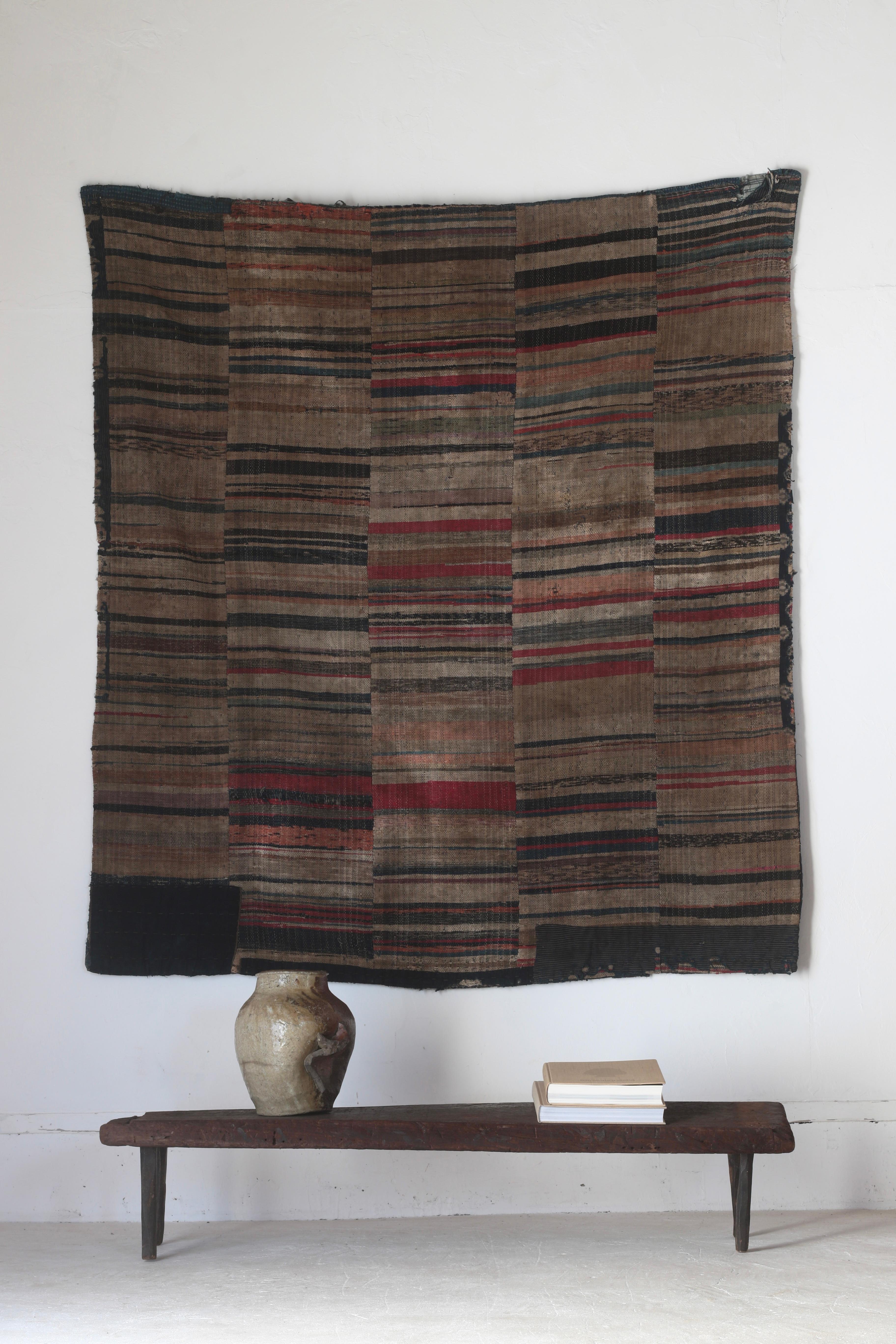Japonais Tapisserie de chiffon Nambu Sakiori (avec chaîne en coton teintée à l'indigo) du début de la période Showa en vente