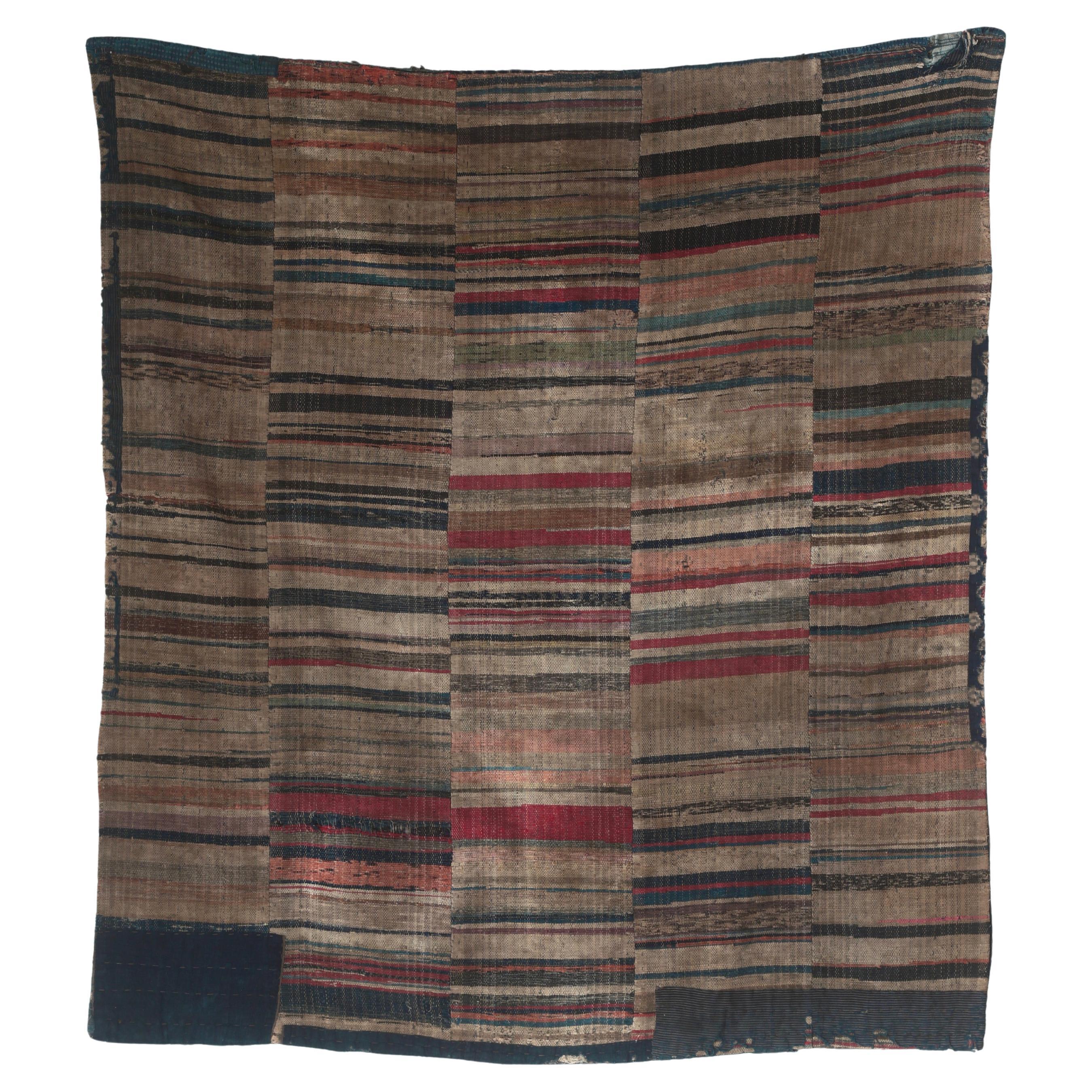 Tapisserie de chiffon Nambu Sakiori (avec chaîne en coton teintée à l'indigo) du début de la période Showa en vente