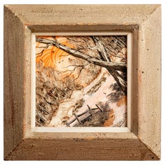 Early Signed Jack Lord Oil Painting / Tile / Wood Frame, USA, c. 1940's
