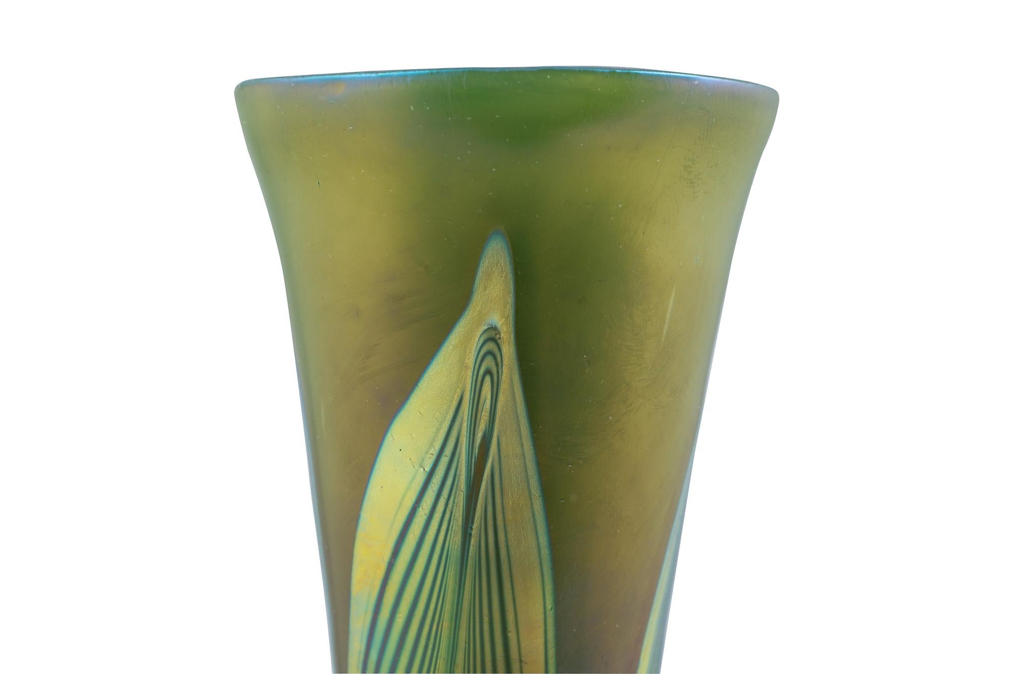 Late 19th Century Early Signed Loetz Vase circa 1898 Phenomen Gre 166 Russian Green