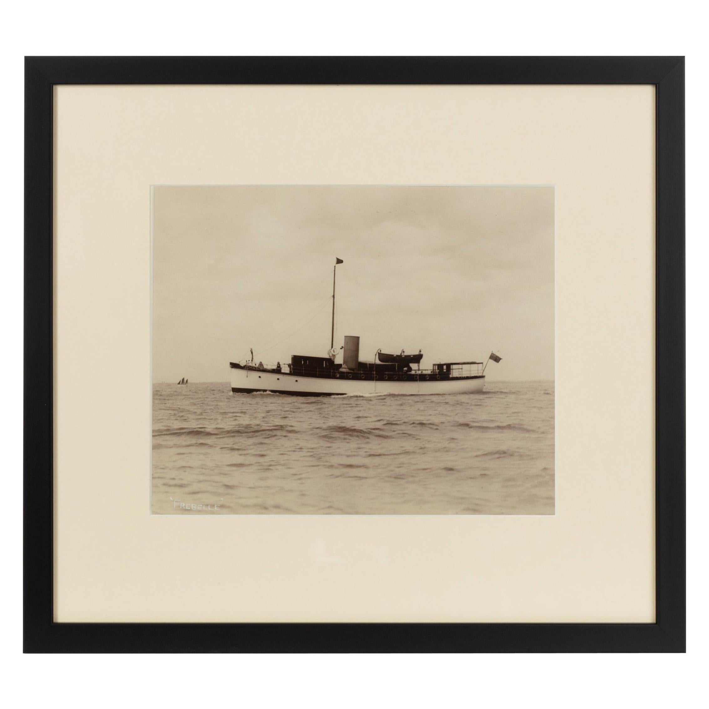 Early Silver Gelatin Photographic Print of the Gentleman’s Yacht Frebelle