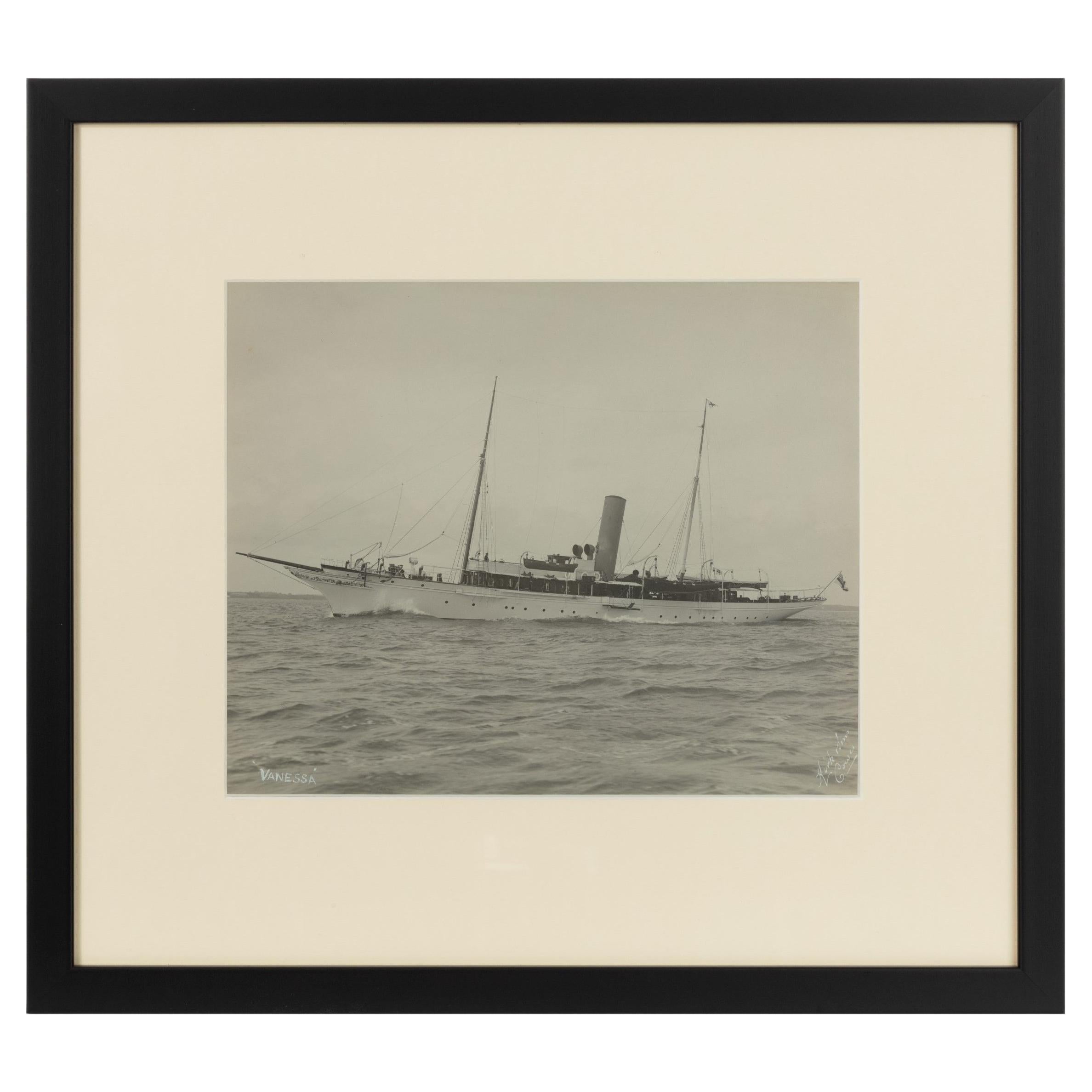 Early Silver Gelatin Photographic Print of the Sailing Yacht Venessa For Sale