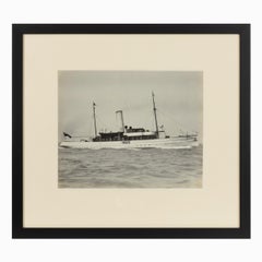 Early Silver Gelatin Photographic Print the Steam Yacht Cressida at Anchor in th