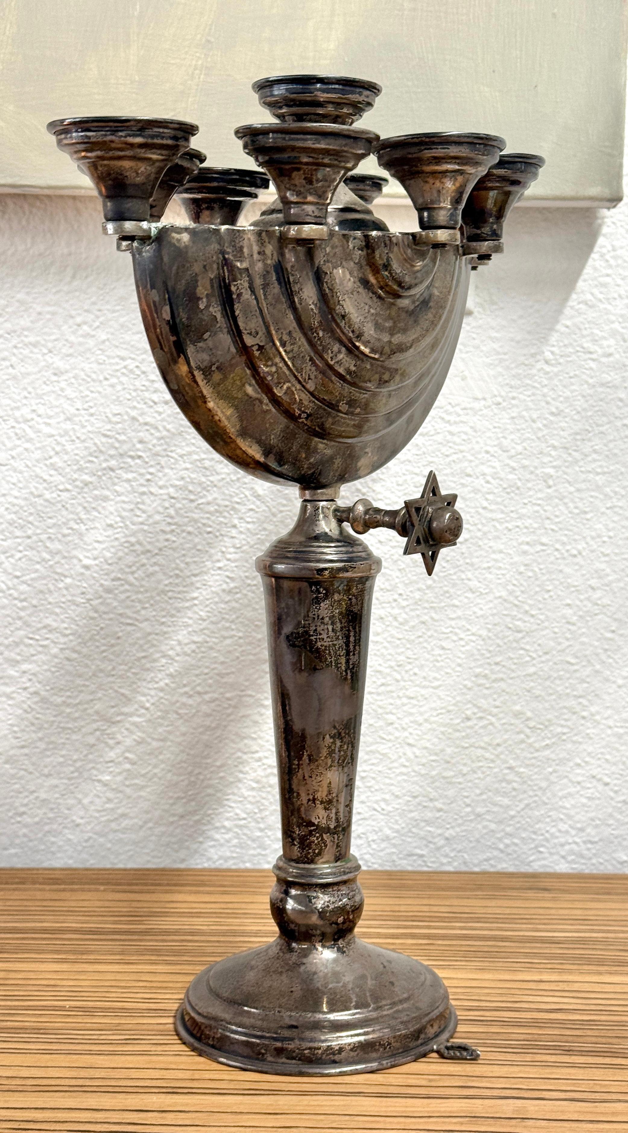 Early Silver Plated Menorah For Sale 4