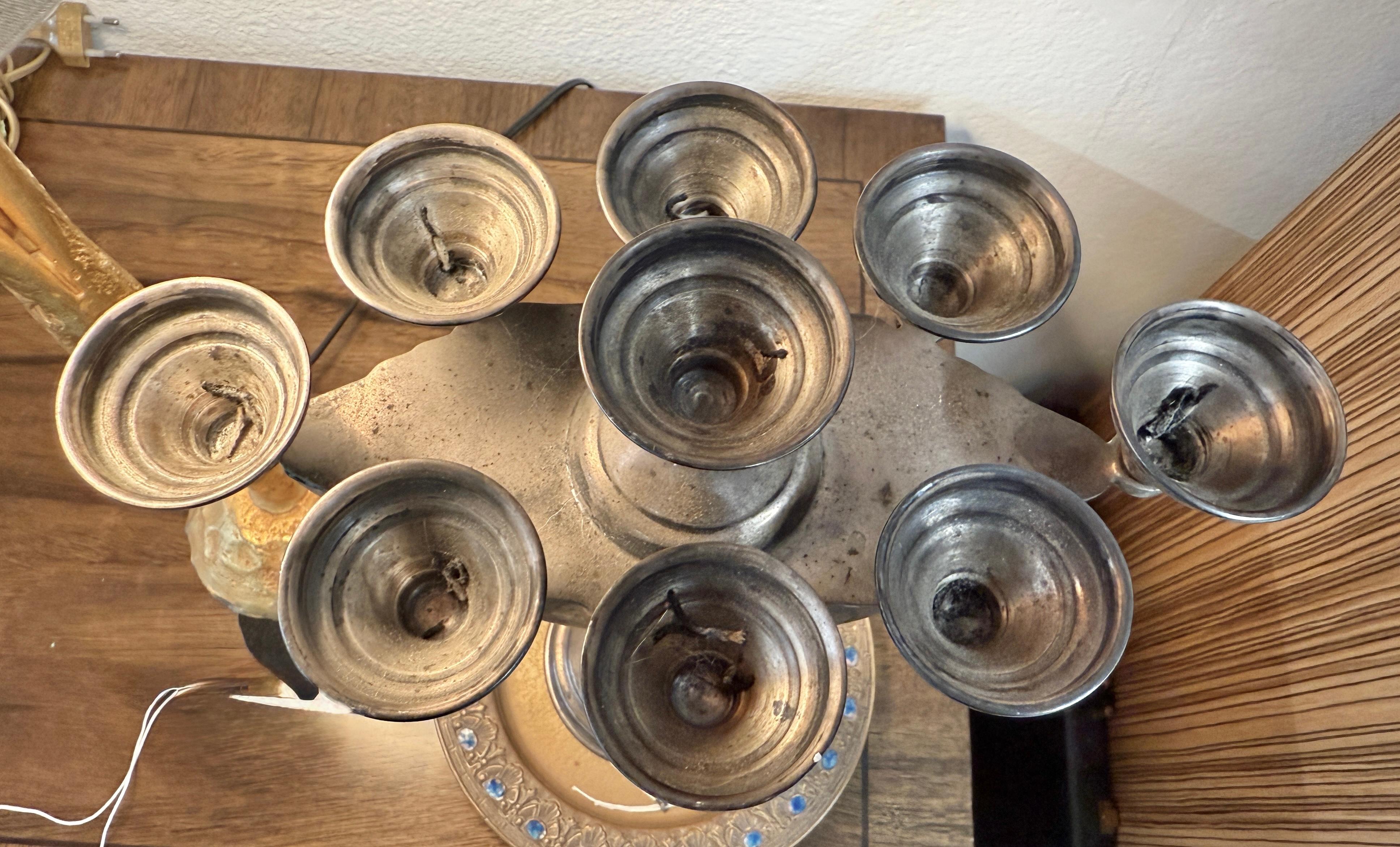 Early Silver Plated Menorah For Sale 8