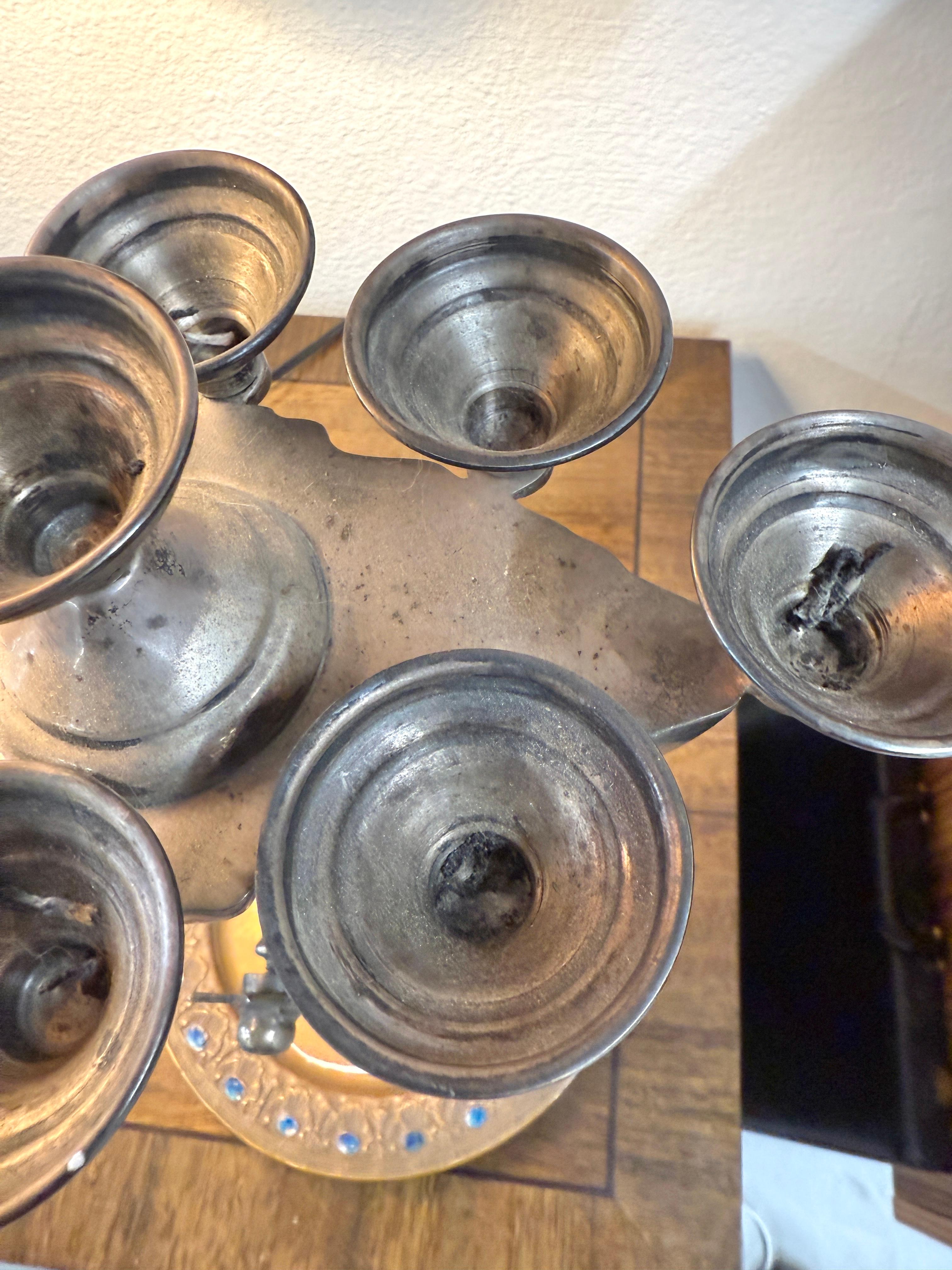 Early Silver Plated Menorah For Sale 10
