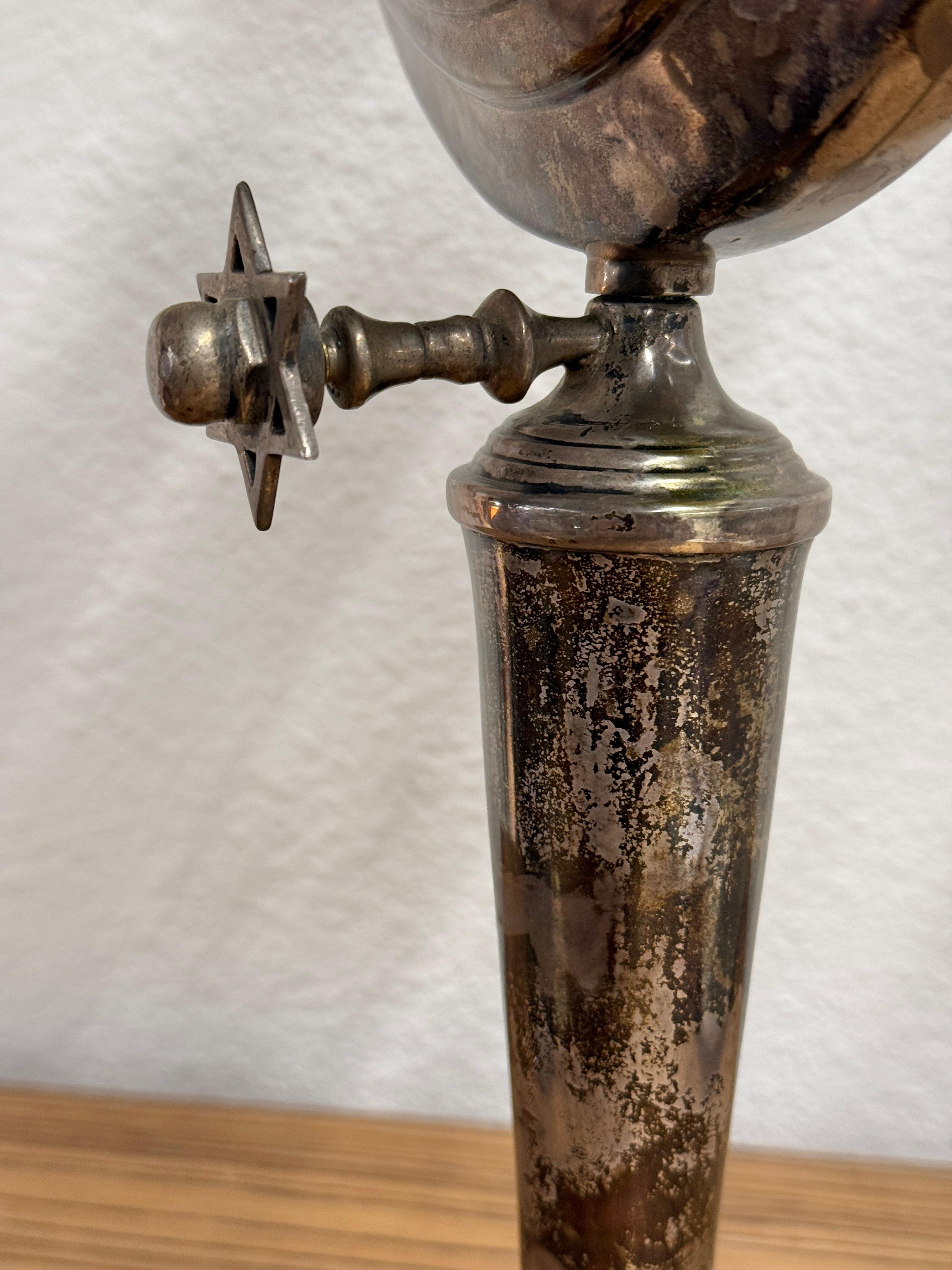 Early Silver Plated Menorah In Good Condition For Sale In Palm Springs, CA