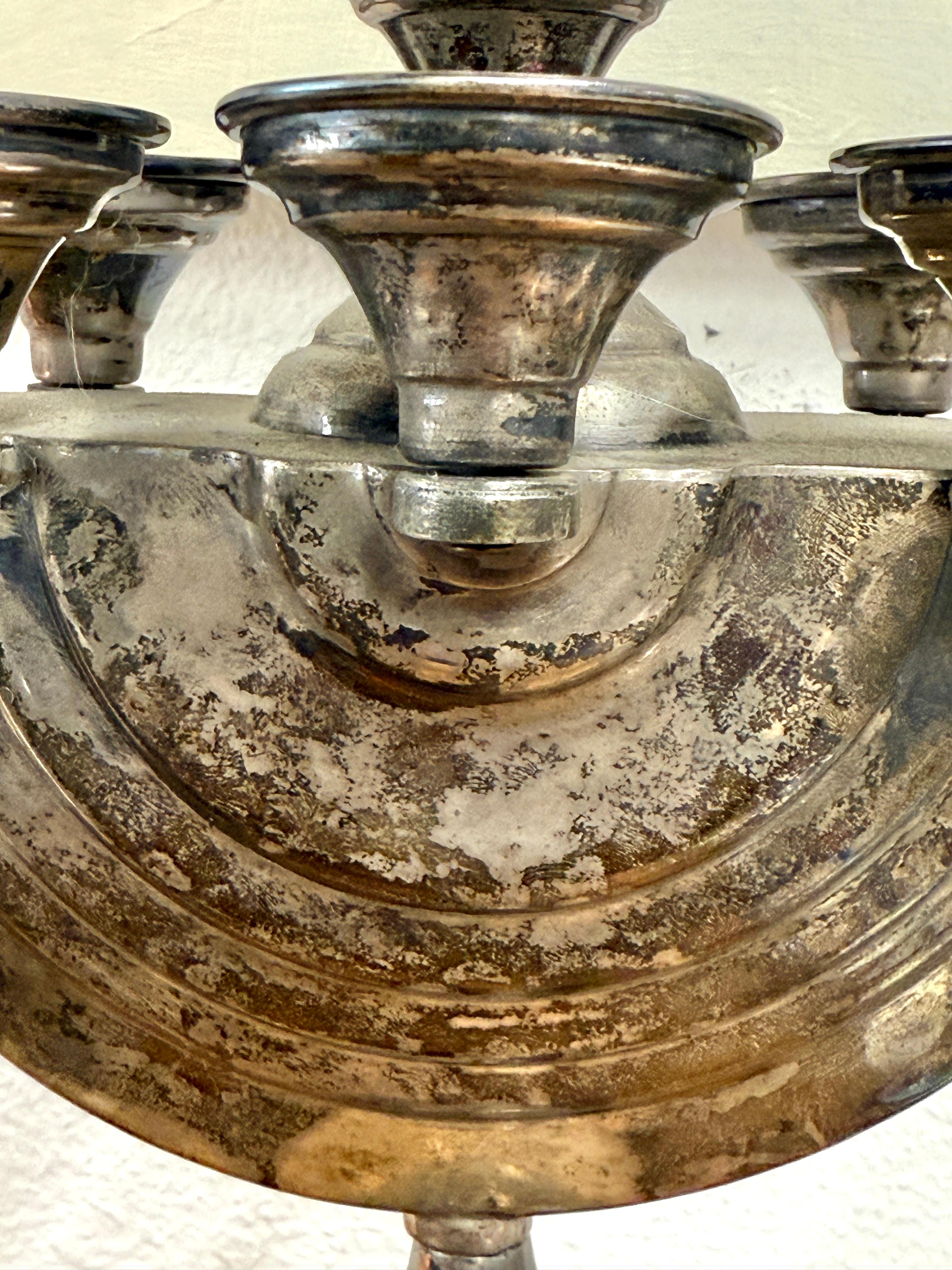 Early Silver Plated Menorah For Sale 3