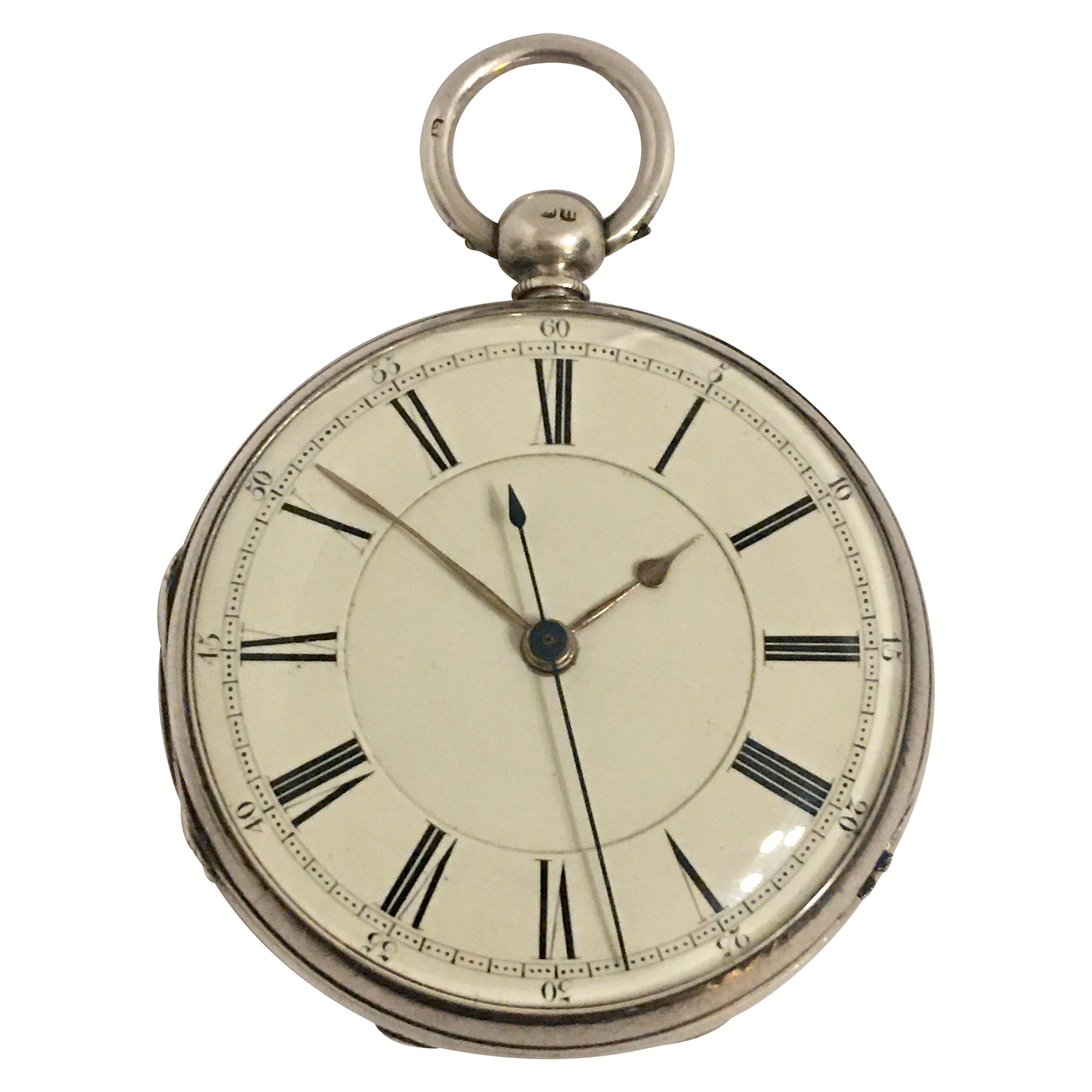 Early Silver Pocket Watch with Swift Second For Sale