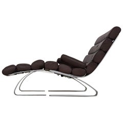 Retro Early Sinus Brown Leather Lounge Chair by Adolf & Schröpfer for COR, Germany