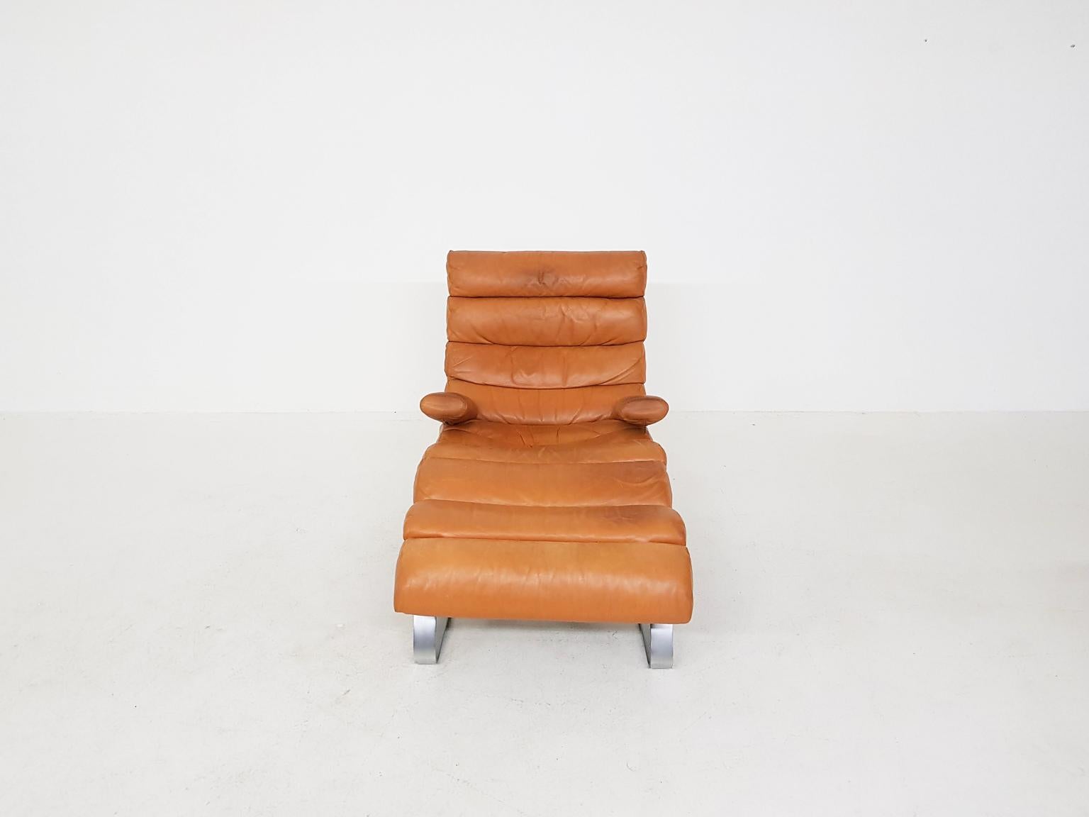 Early Sinus Cognac Leather Lounge Chair by Adolf & Schröpfer for COR, Germany 1