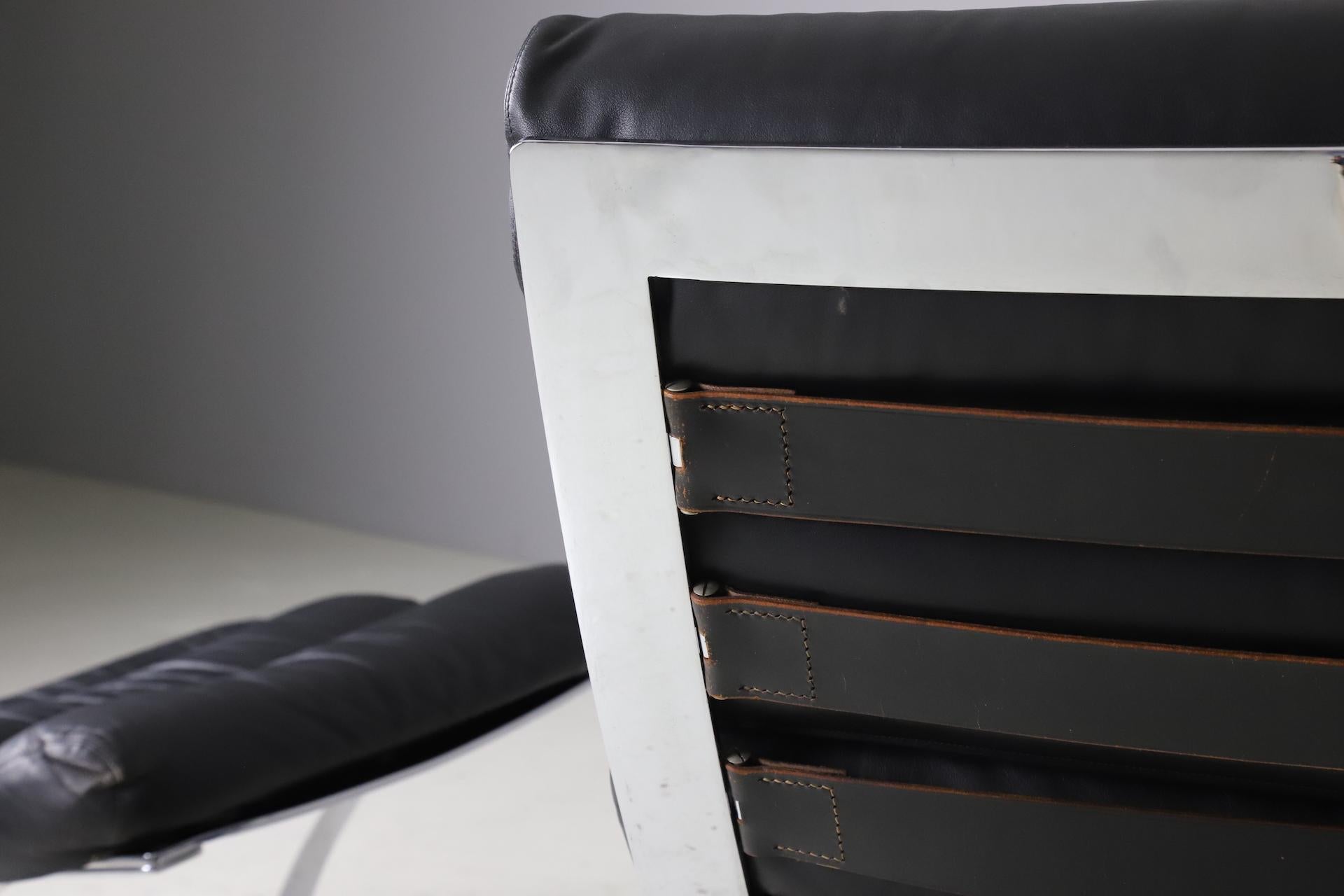 Métal Chaise longue 'Sinus' avec ottoman de R. Adolf & H. Schröpfer pour CORS, 1976