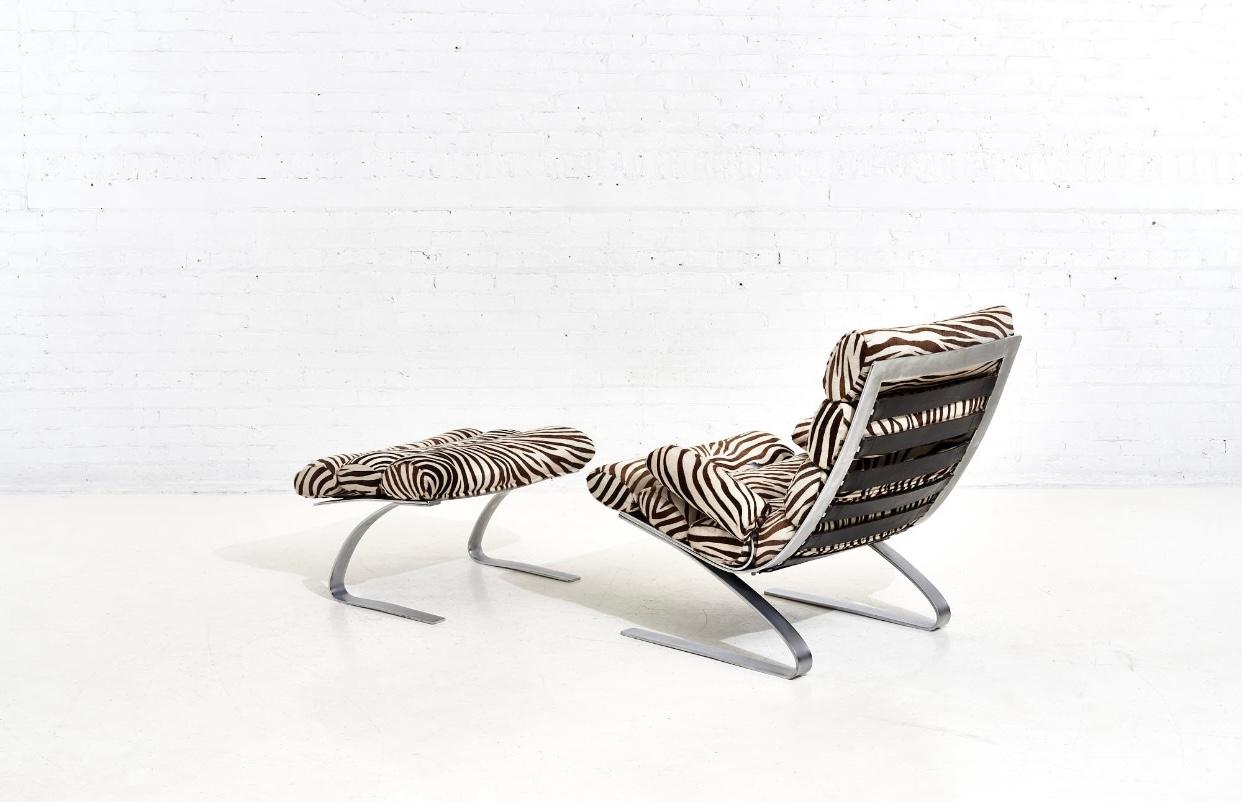 Early Sinus Zebra Leather Lounge Chair by Adolf & Schröpfer for COR, Germany In Good Condition In Chicago, IL