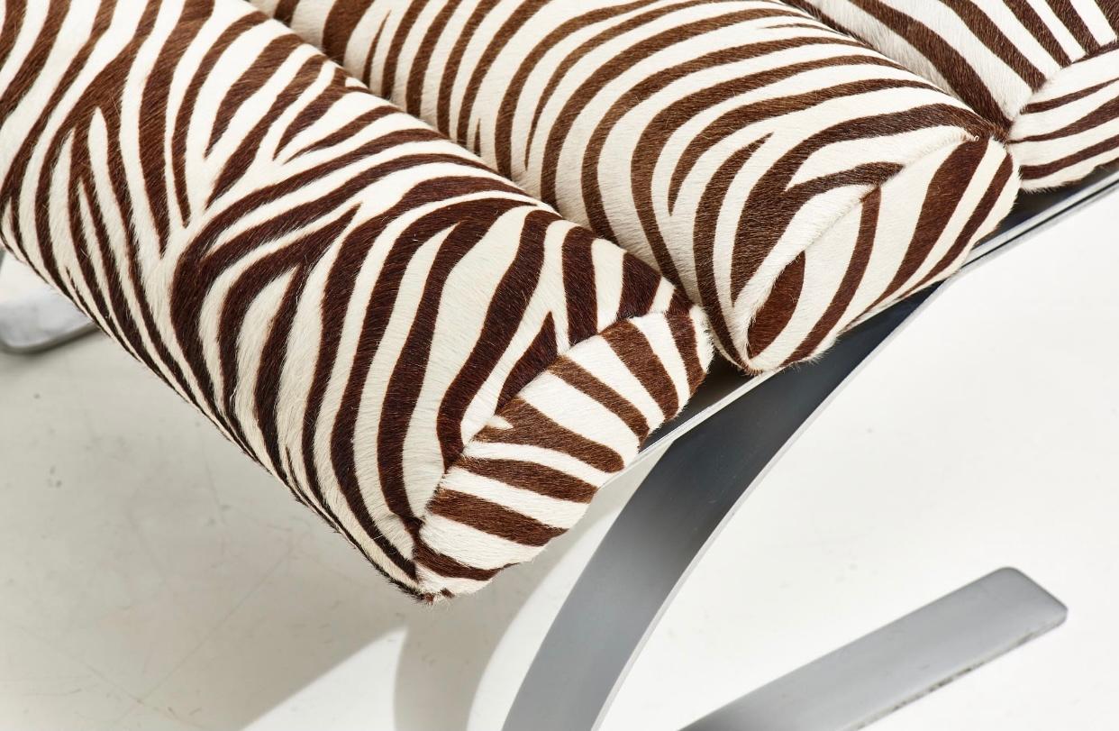 Early Sinus Zebra Leather Lounge Chair by Adolf & Schröpfer for COR, Germany 1