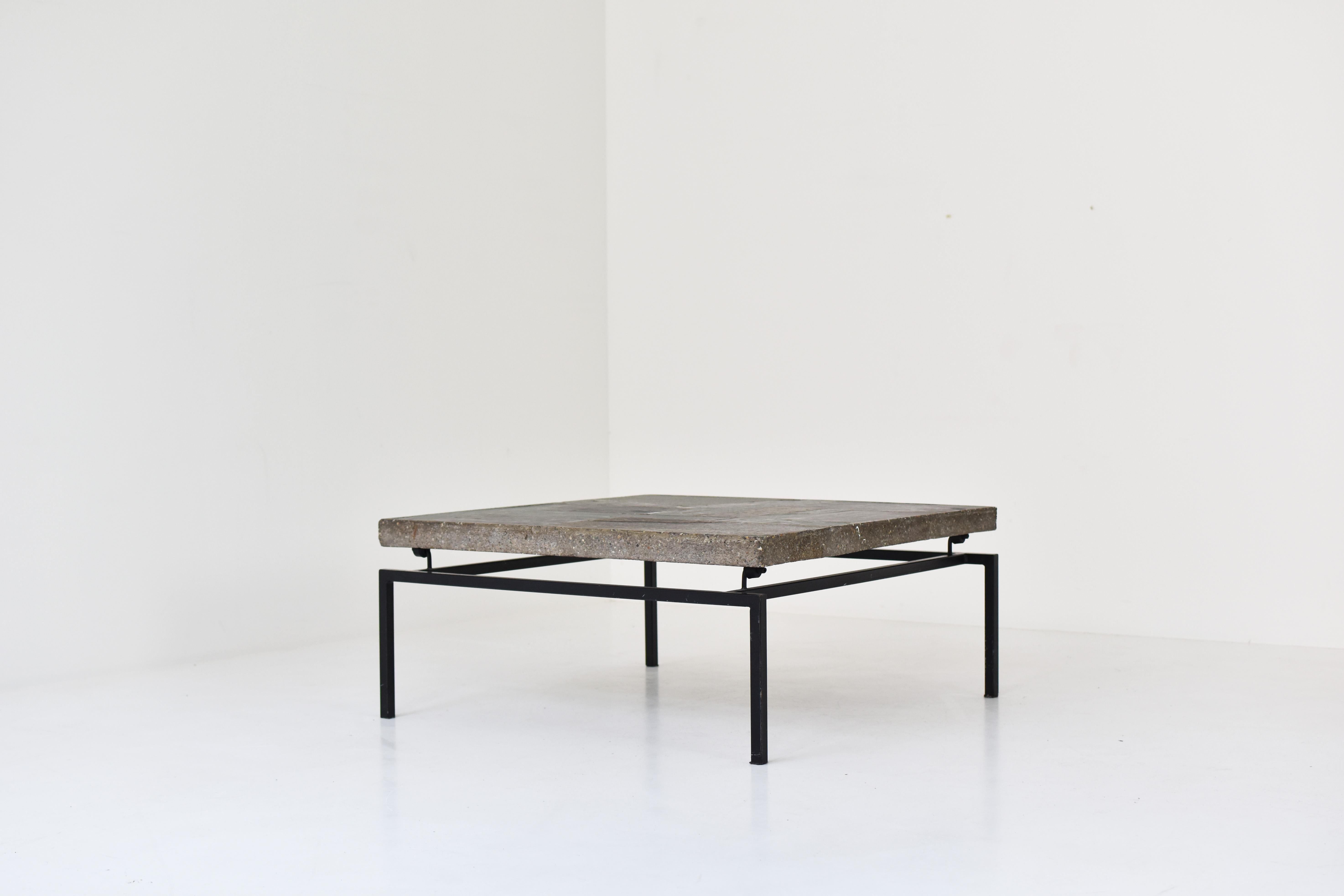 Mid-Century Modern Early Slate Stone Coffee Table by Paul Kingma, the Netherlands 1960s