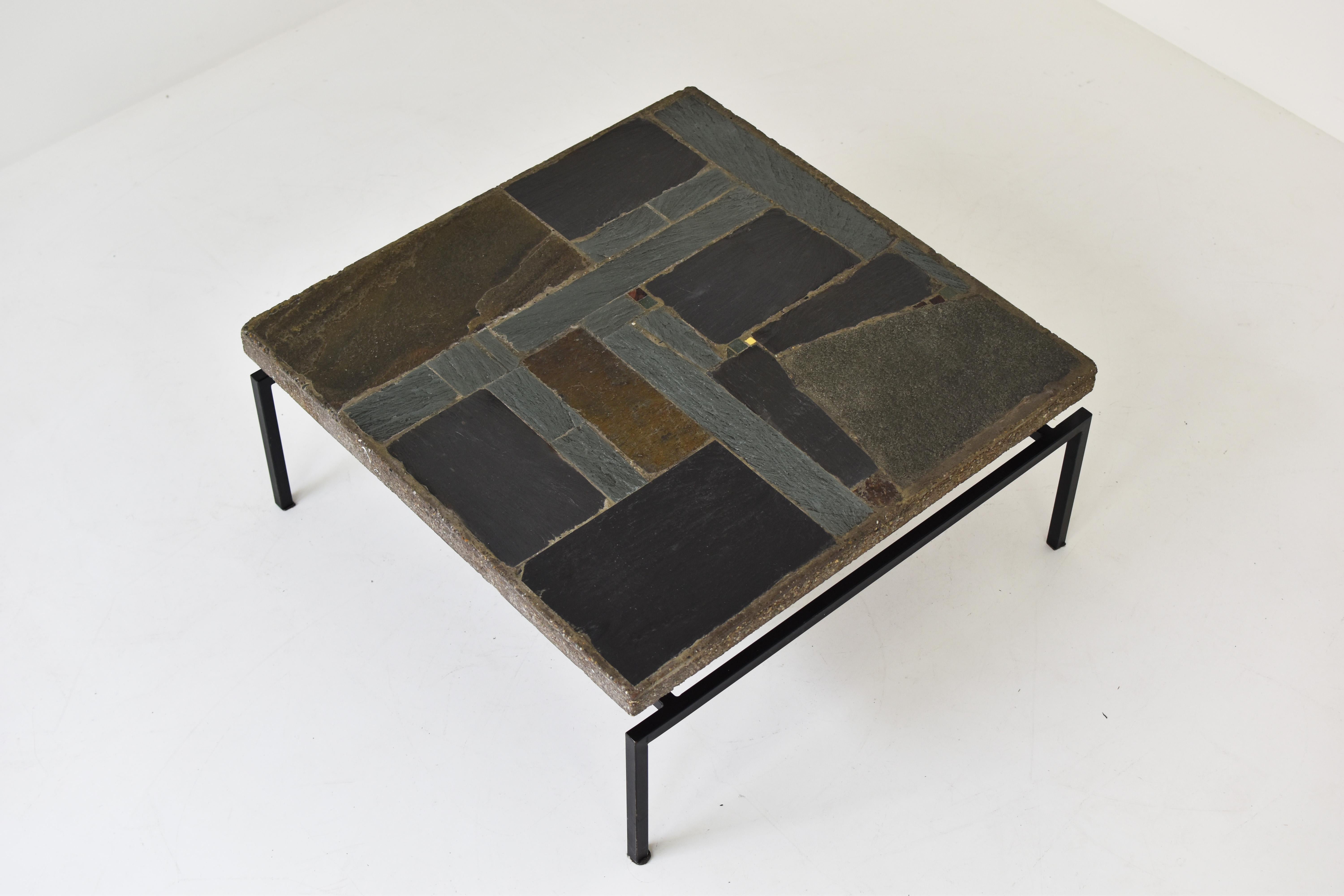 Dutch Early Slate Stone Coffee Table by Paul Kingma, the Netherlands 1960s