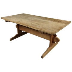 Early Solid Pine Dining Table from Sweden, circa 1800