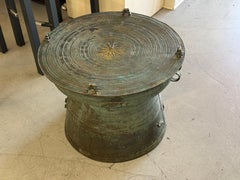 Early Southeast Asian Bronze Drum Table with Beautiful Patina