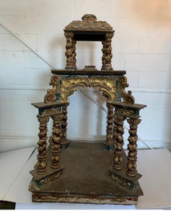 Early Spanish 17th C. Porto Santos with Original Polychrome Paint and Columns