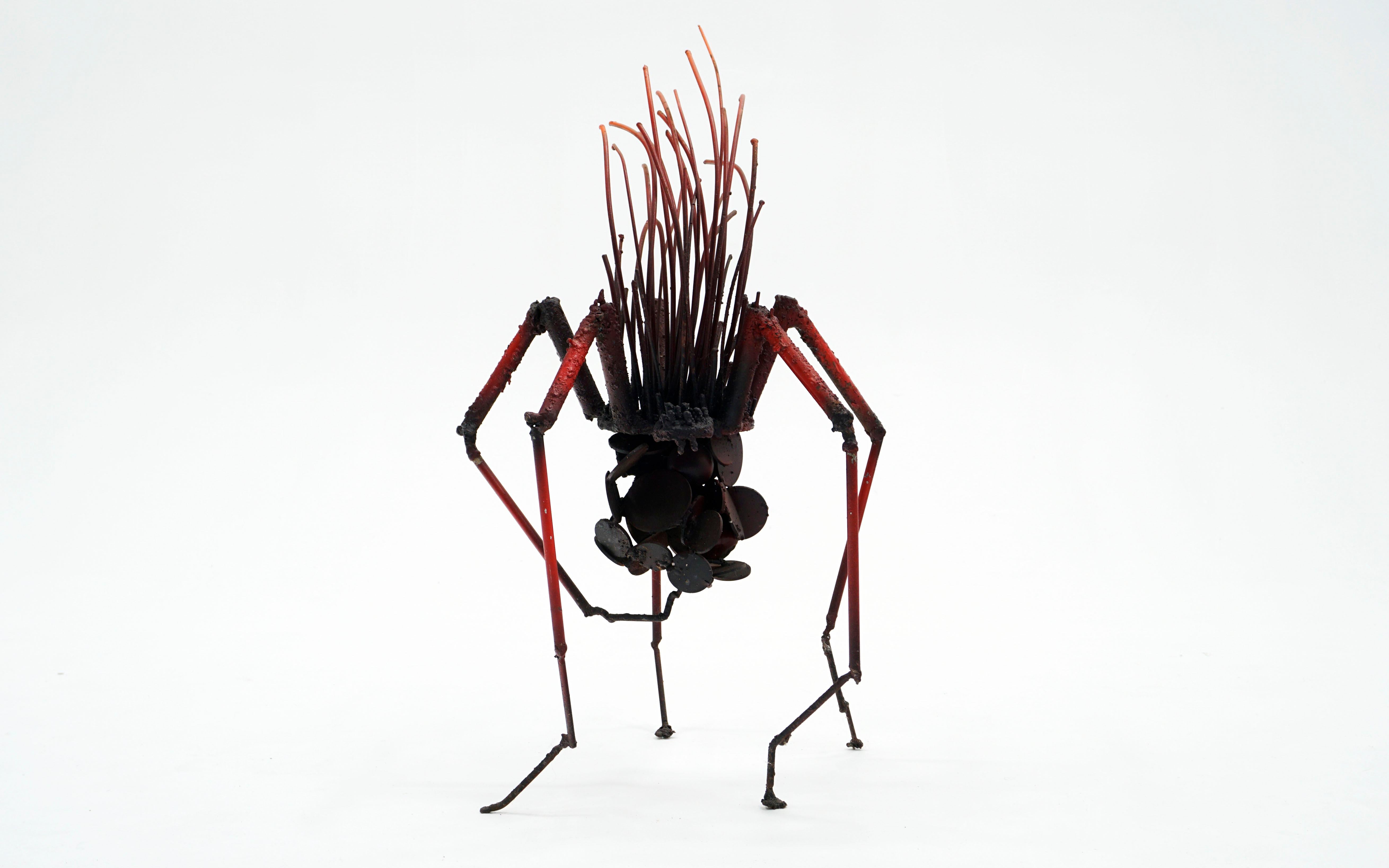 Spider Sculpture in welded iron and steel by James Bearden. Heavy and sturdy. Condition is Mint.