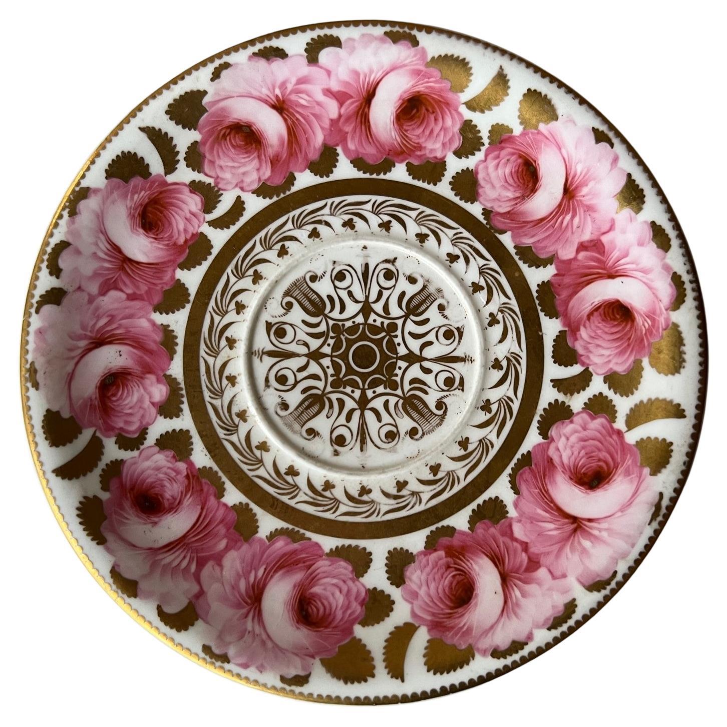 Assiette / soucoupe en porcelaine peinte à la main Spode, vers 1820