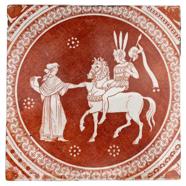 Early Spode Red Greek Pattern Tile For Sale at 1stDibs | greek tile pattern