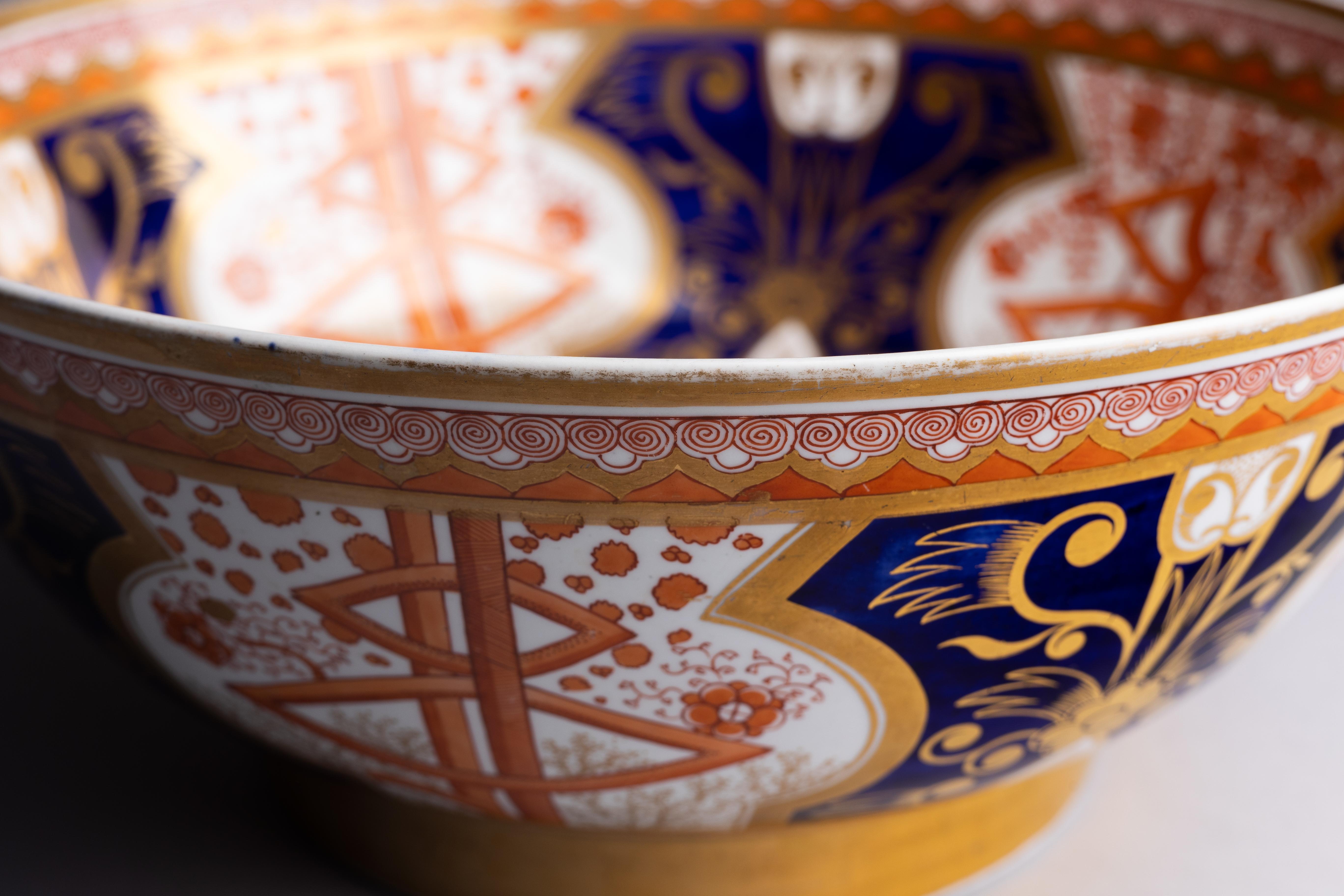 Ceramic Early Spode Regency Dollar Pattern Punch Bowl For Sale