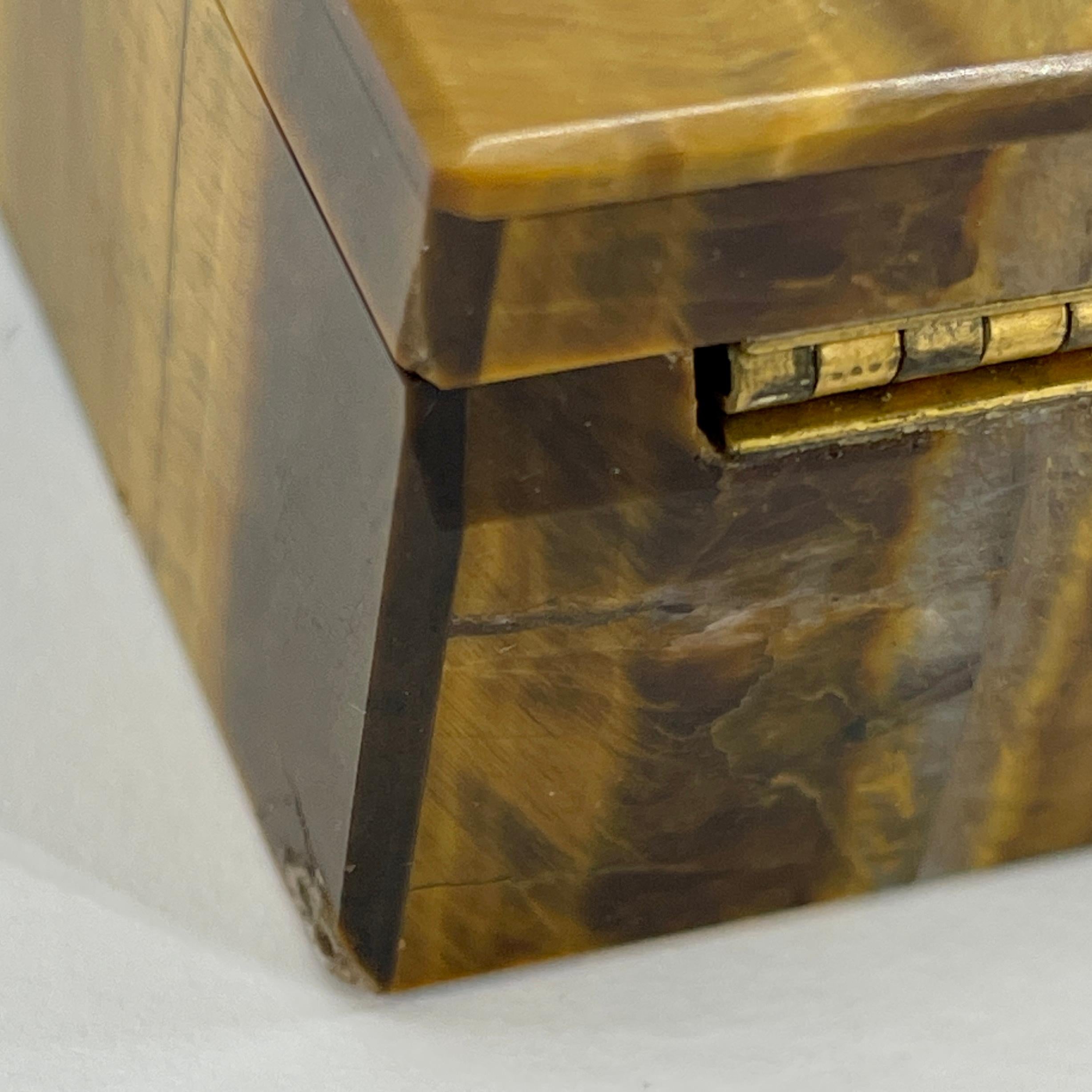 Early Square Italian Tiger Eye Jewelry or Cigarette Box 13