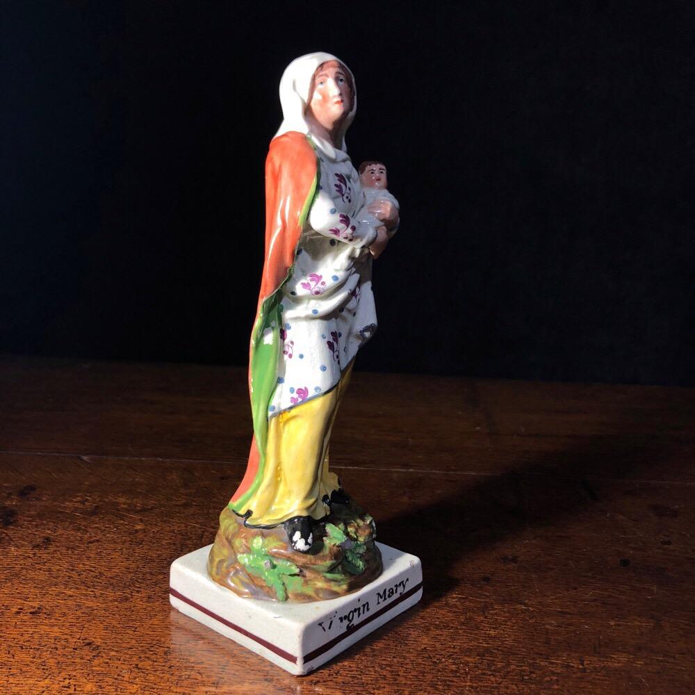English Early Staffordshire Figure of ‘Virgin Mary’ with Child, circa 1810
