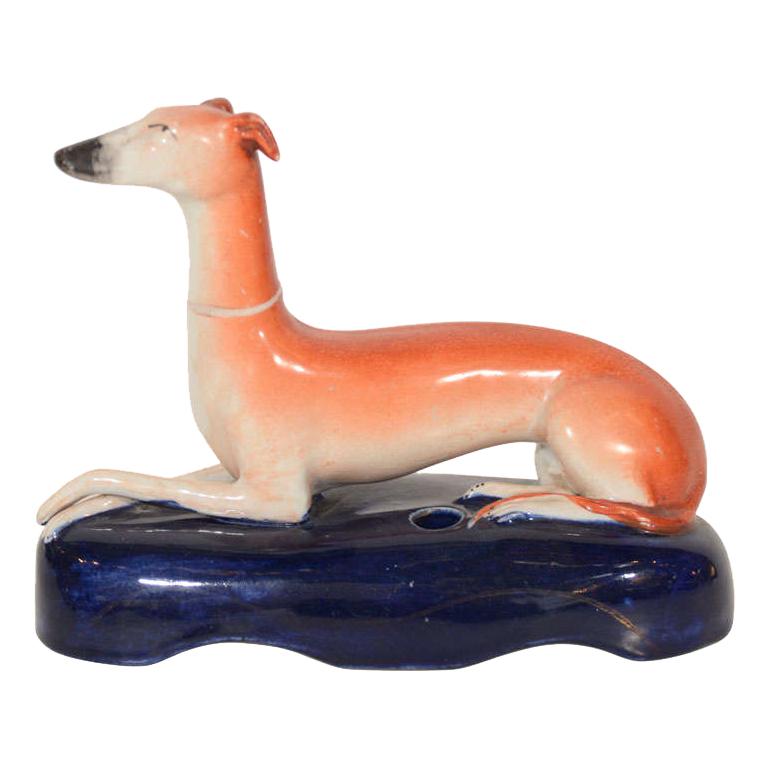 Early Staffordshire Greyhound Inkwell For Sale