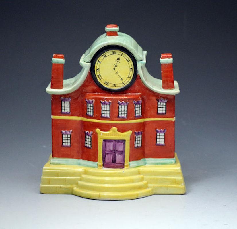 Regency Early Staffordshire Pottery Pastille Burner in the Form of a Mansion, circa 1820 For Sale
