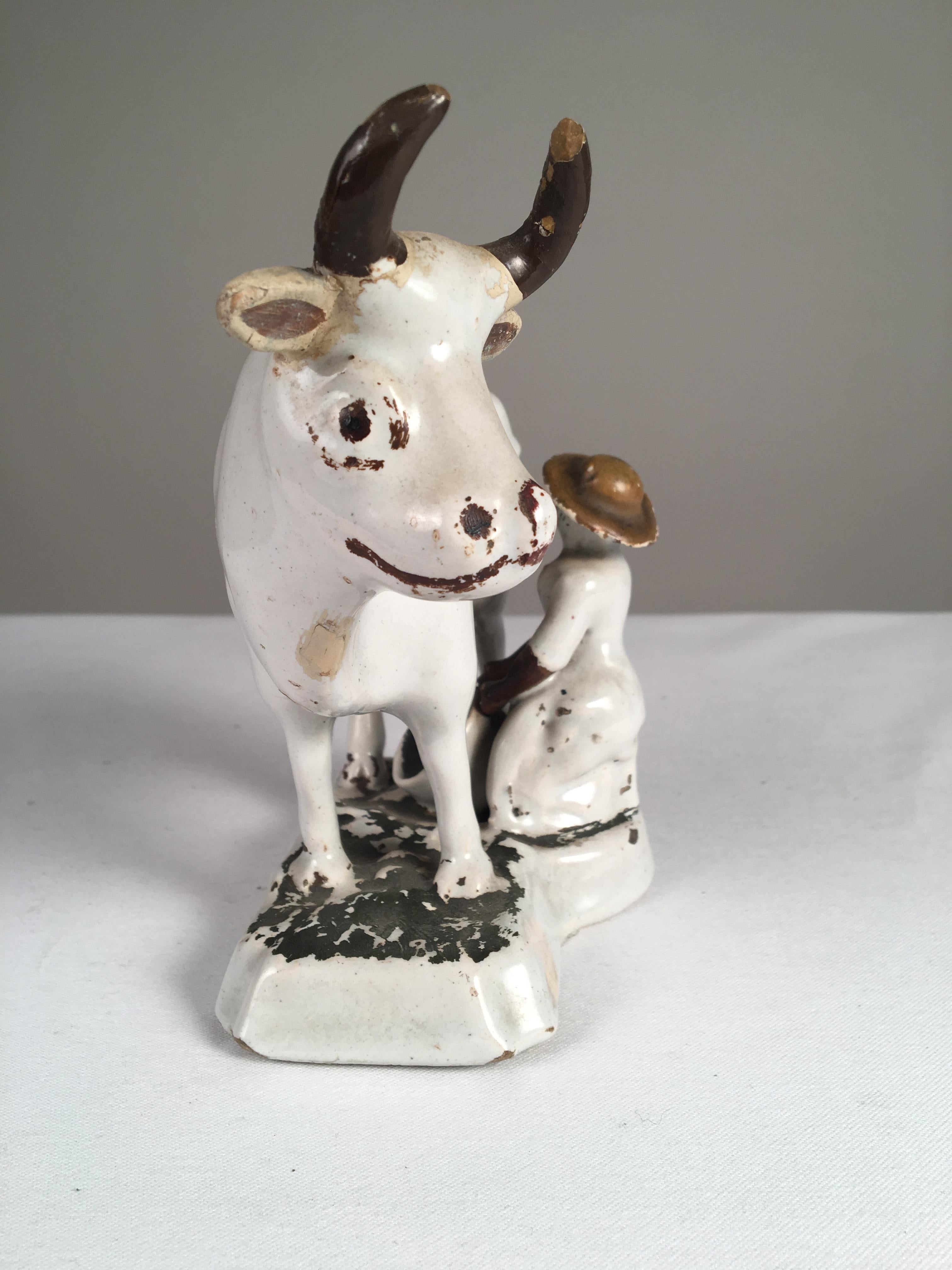 English Early Staffordshire-Style Cow Figurine