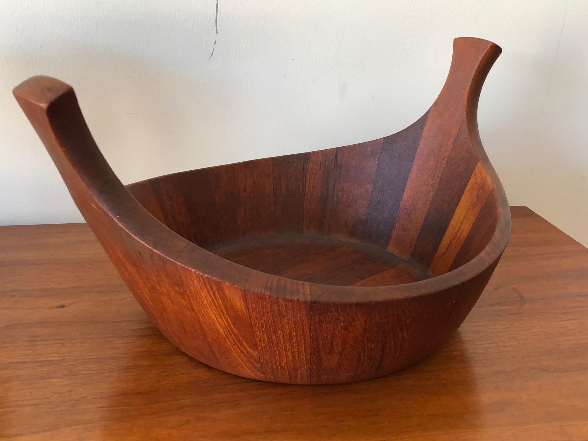 Mid-Century Modern Early Staved Teak Bowl by Jens Quistgaard, Denmark For Sale