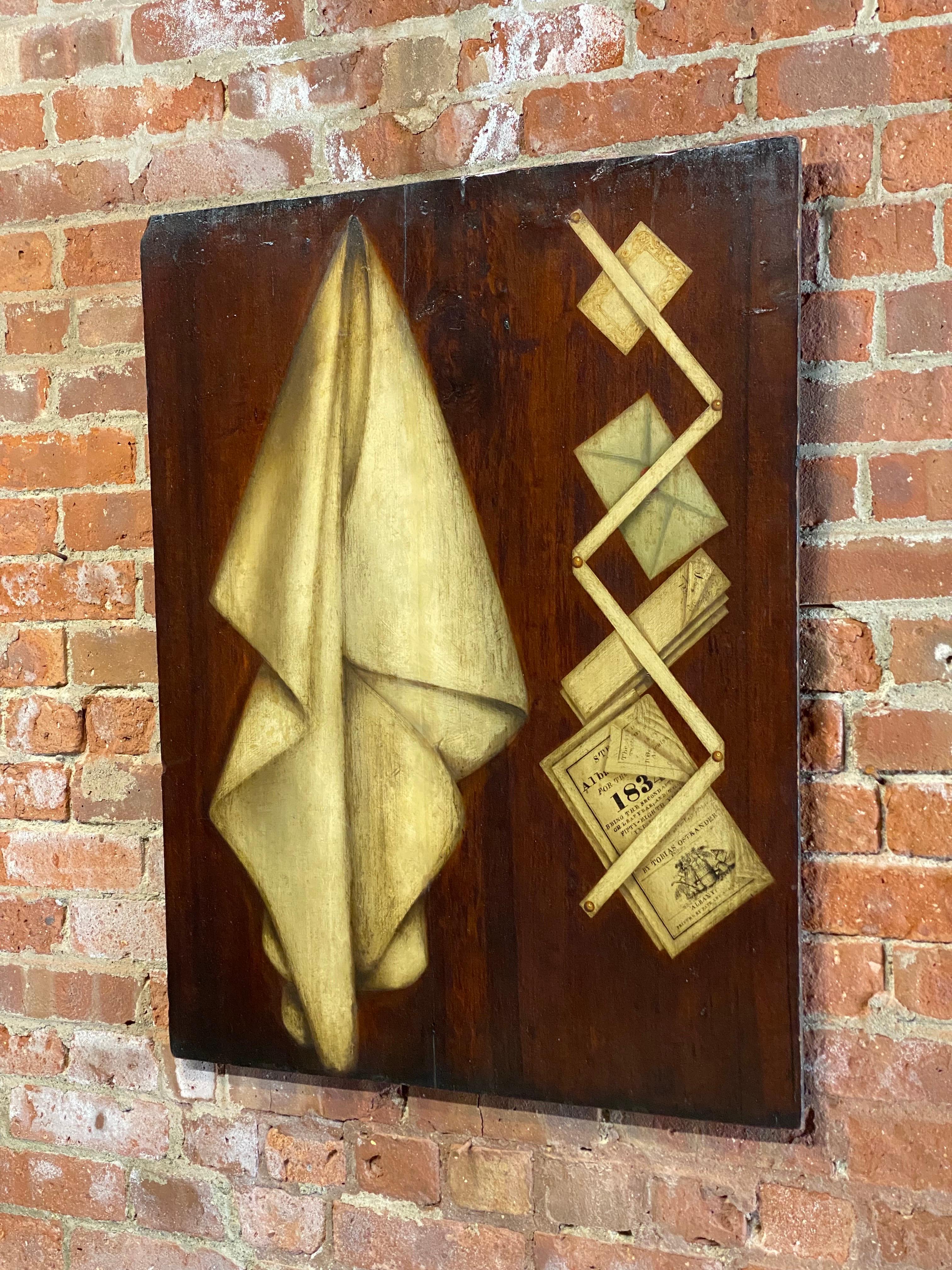 Naturaleza muerta temprana Pintura trampantojo clásico estadounidense en venta