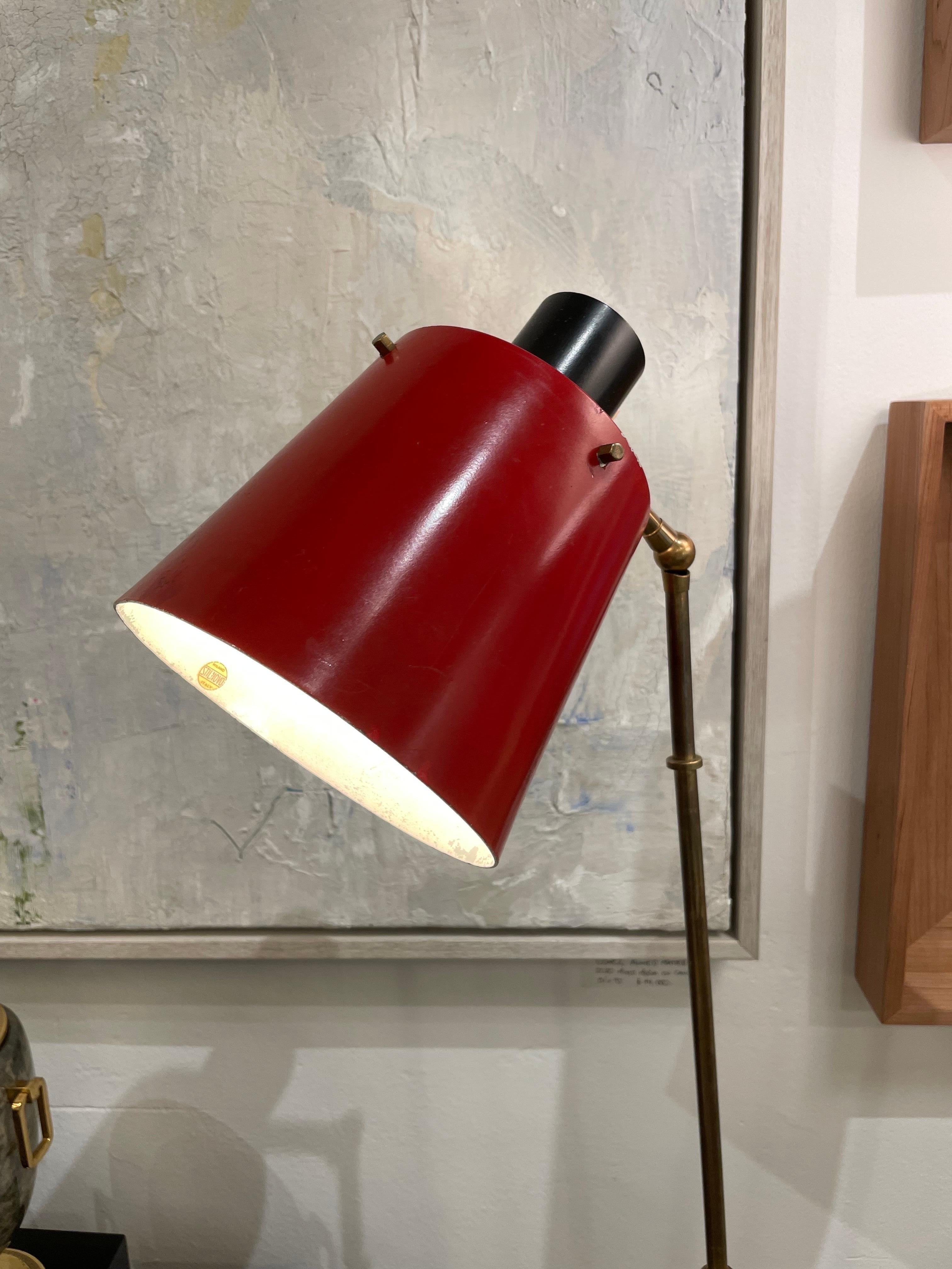 Mid-Century Modern Early Stilnovo Double-Cone Floor Lamp (Original Label) For Sale