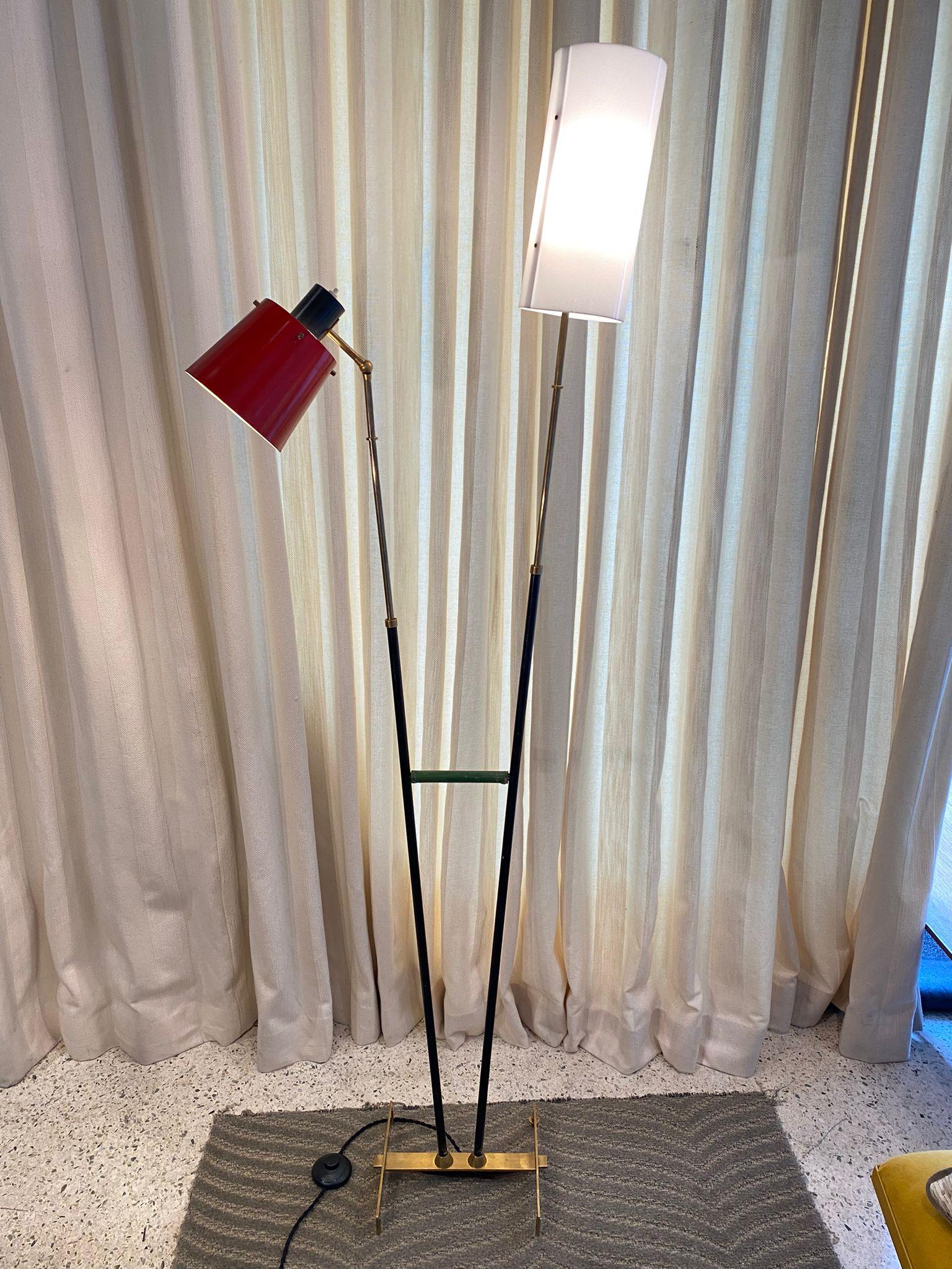 Early Stilnovo Double-Cone Floor Lamp (Original Label) For Sale 2