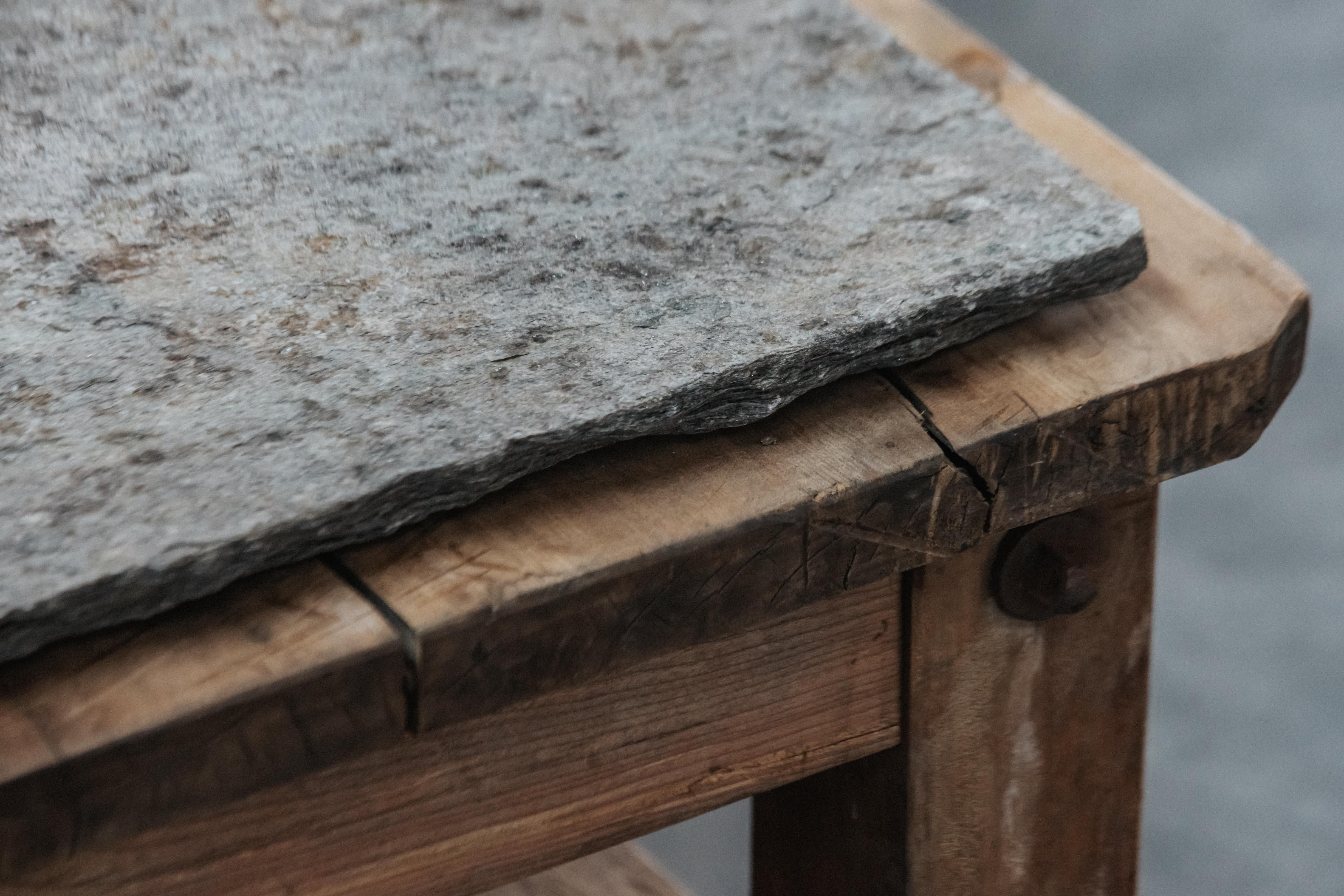 Oak Early Stone Coffee Table From France, Circa 1900