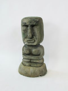 Early Stone Tiki Garden Statue on Base
