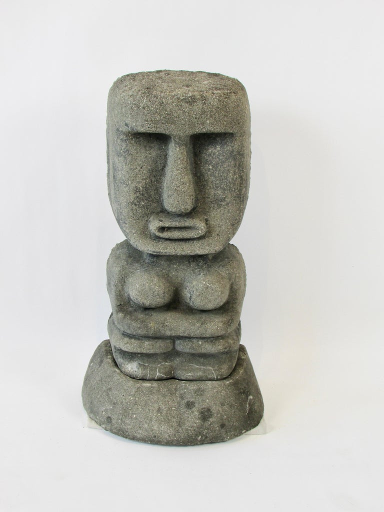 Early Stone Tiki Garden Statue on Base at 1stDibs | stone tiki statues