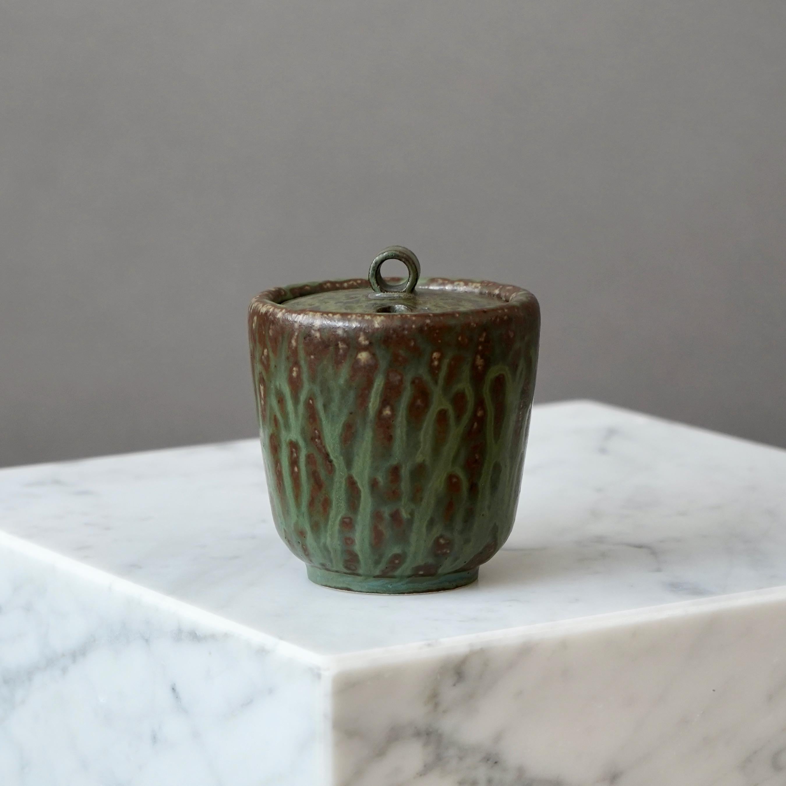 Vaso con coperchio in gres di Arne Bang, Danimarca, anni '30 in vendita 6