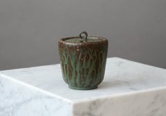 Frühes Steingutgefäß mit Deckel von Arne Bang, Dänemark, 1930er Jahre