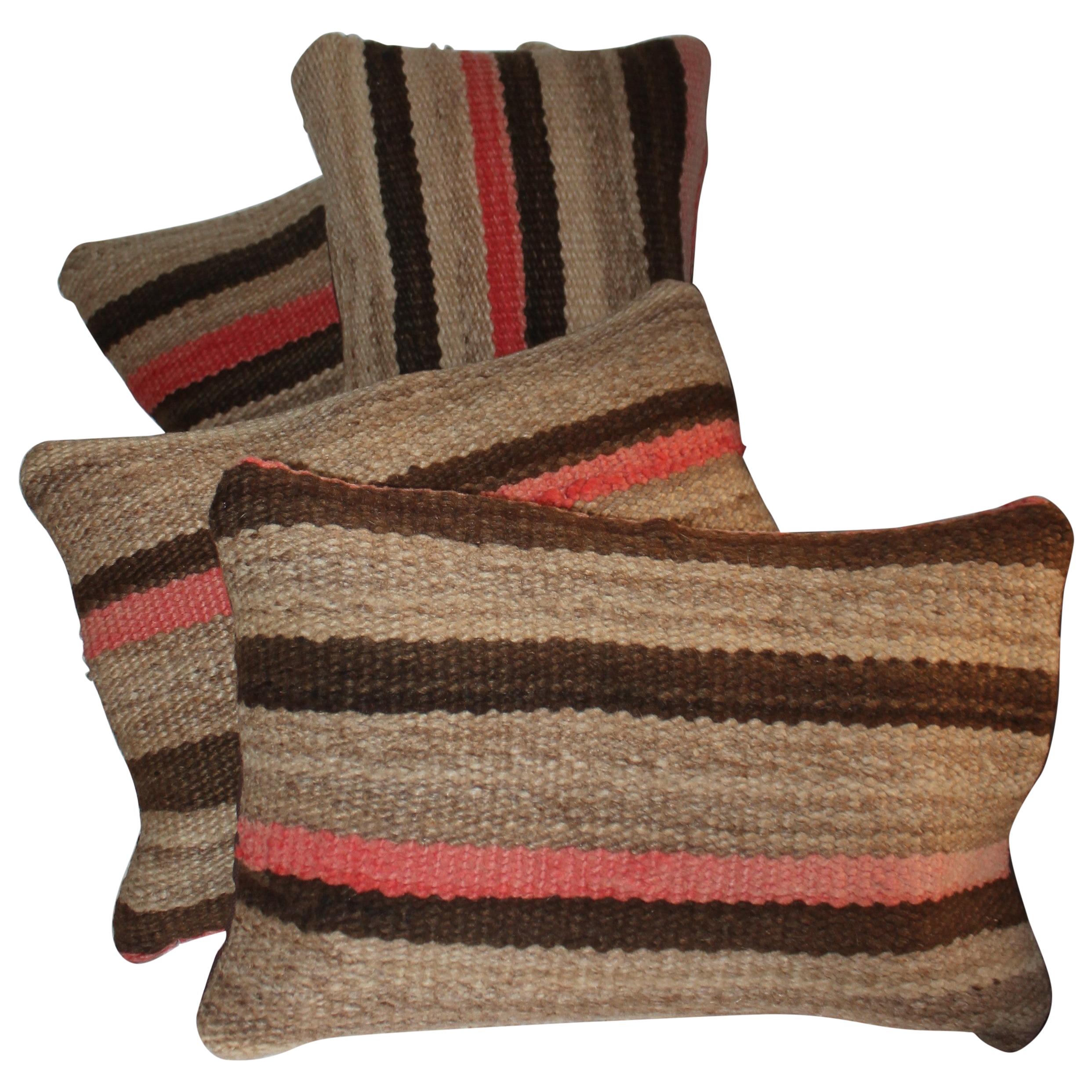 Early Striped Navajo Indian Weaving Pillows, 4