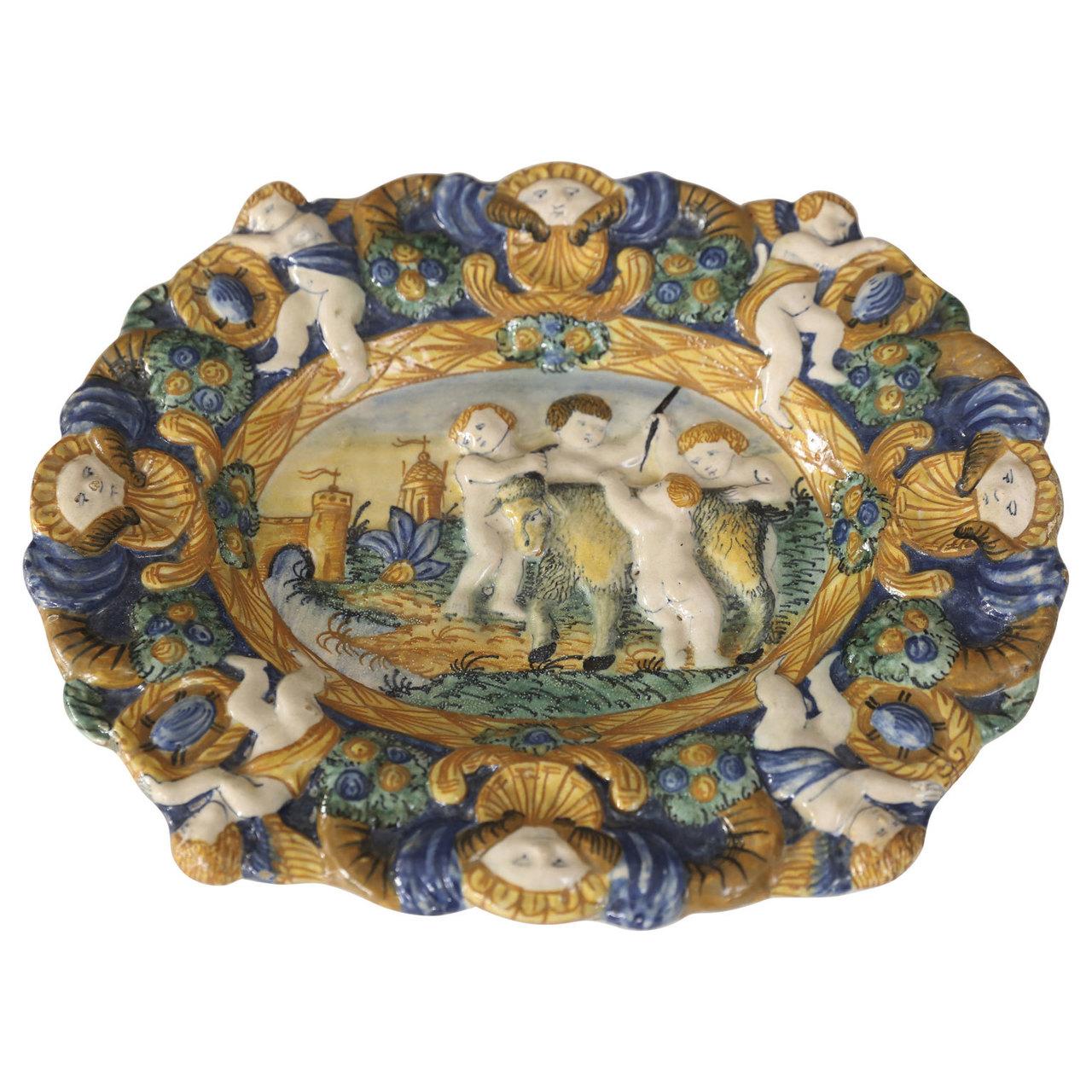 Faience Early Style Decorative Plate For Sale