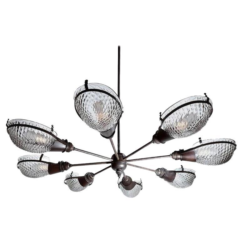 Lampe de salle d'opéra en verre matelassé de style ancien en vente