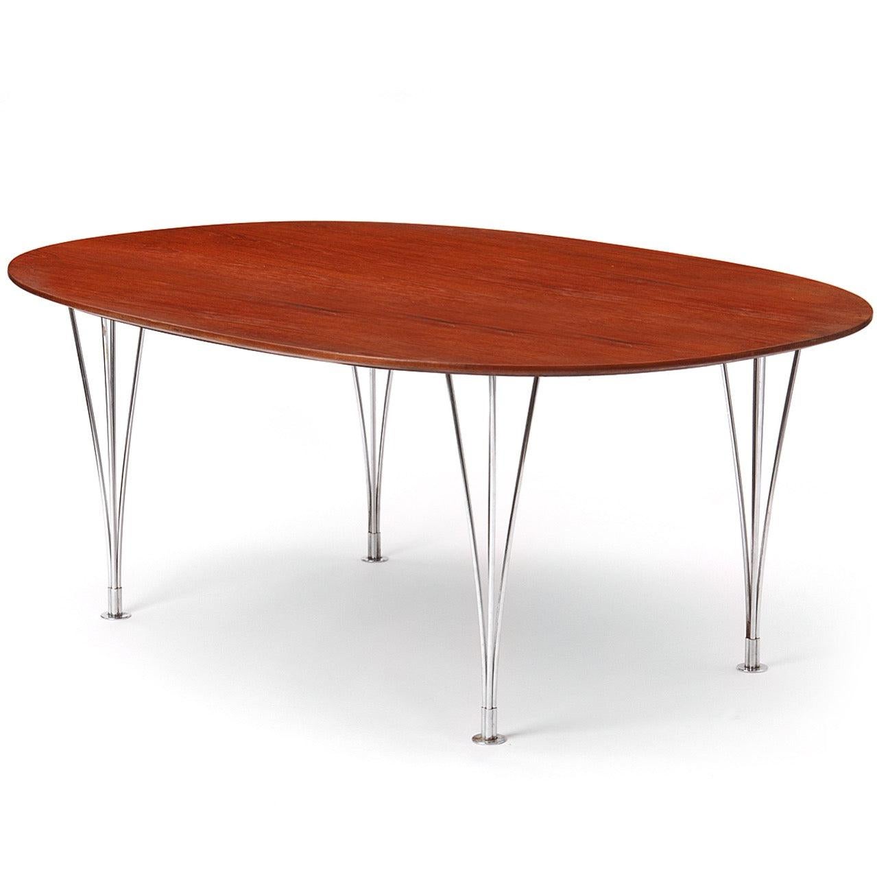 Suédois Table de salle à manger Super Ellipse de Piet Hein pour Bruno Mathsson en vente