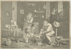 Early Surgery Scene – Village Surgeon Treating Patient, Teniers Engraving, 1740
